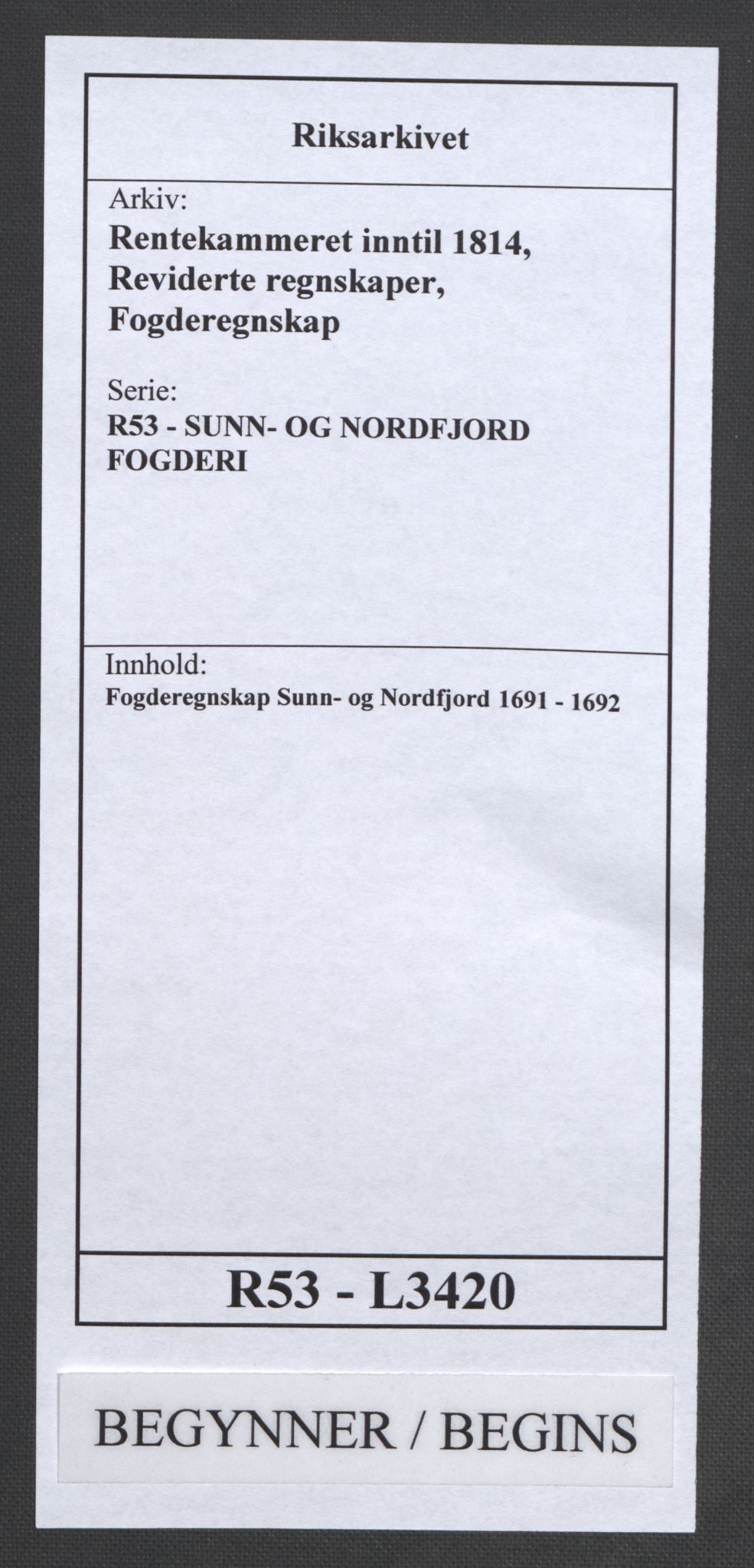 Rentekammeret inntil 1814, Reviderte regnskaper, Fogderegnskap, RA/EA-4092/R53/L3420: Fogderegnskap Sunn- og Nordfjord, 1691-1692, p. 1