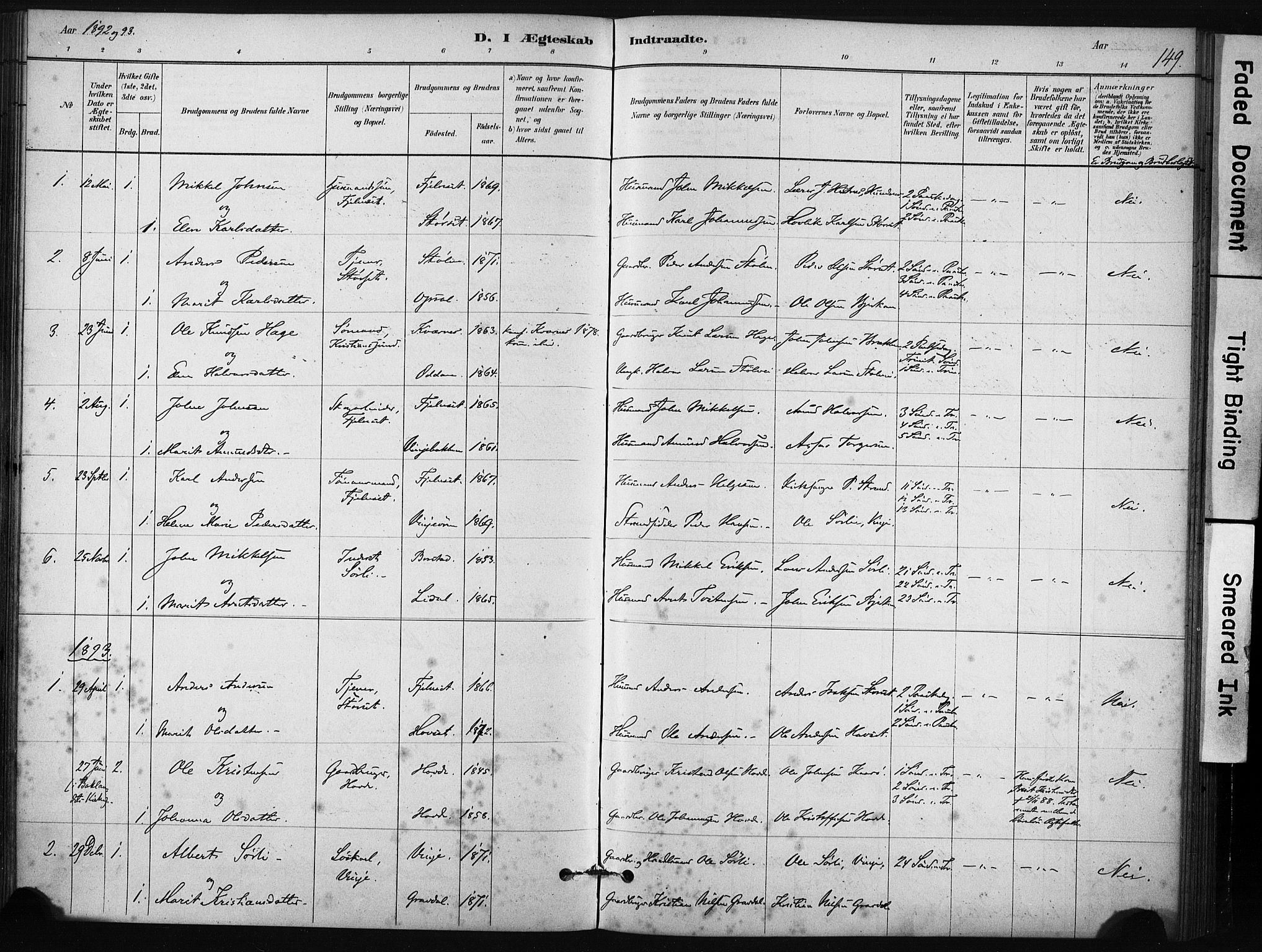 Ministerialprotokoller, klokkerbøker og fødselsregistre - Sør-Trøndelag, SAT/A-1456/631/L0512: Parish register (official) no. 631A01, 1879-1912, p. 149