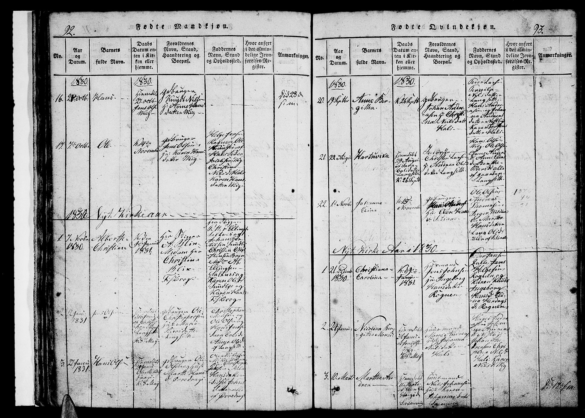 Ministerialprotokoller, klokkerbøker og fødselsregistre - Nordland, SAT/A-1459/847/L0676: Parish register (copy) no. 847C04, 1821-1853, p. 92-93