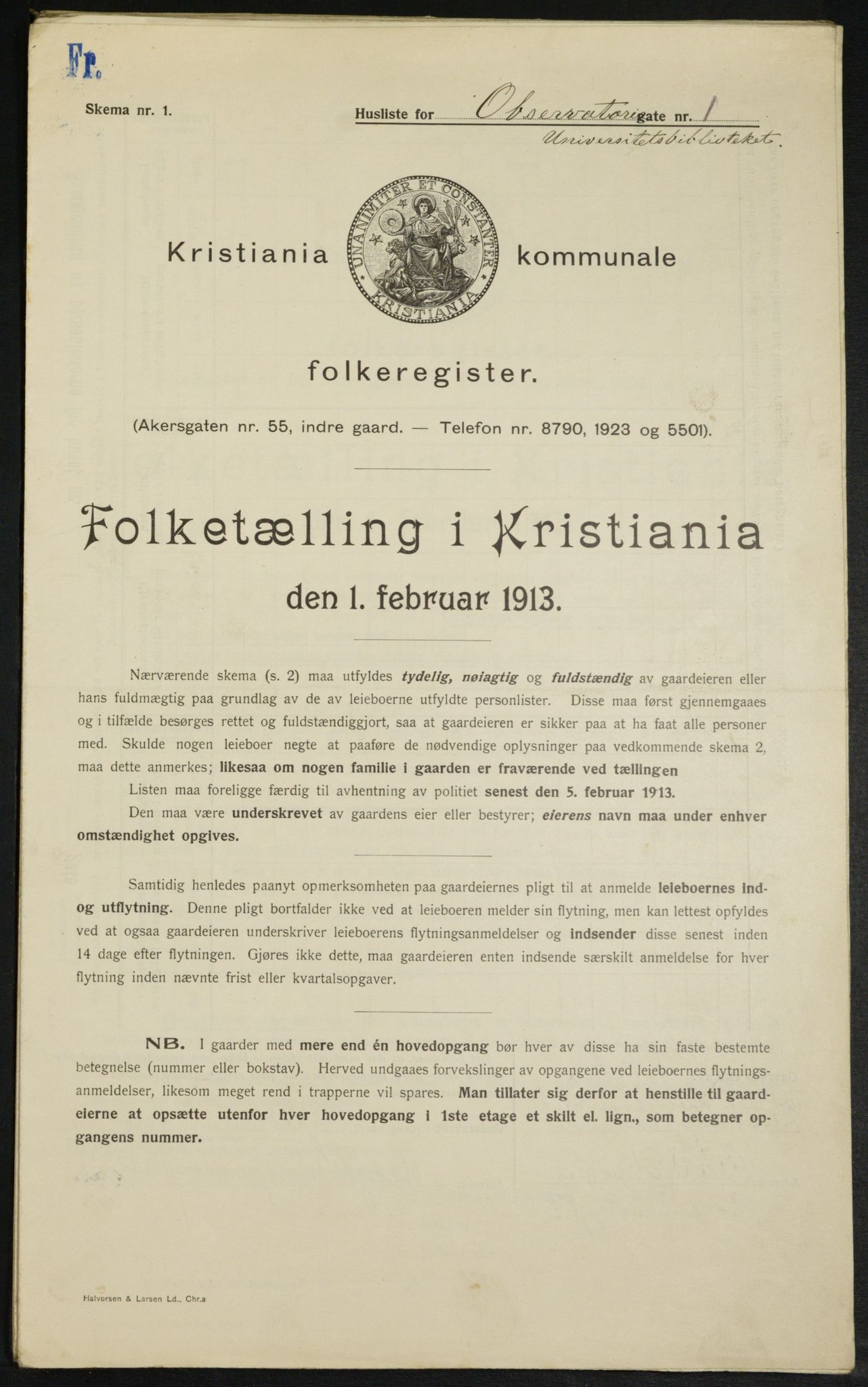 OBA, Municipal Census 1913 for Kristiania, 1913, p. 74225