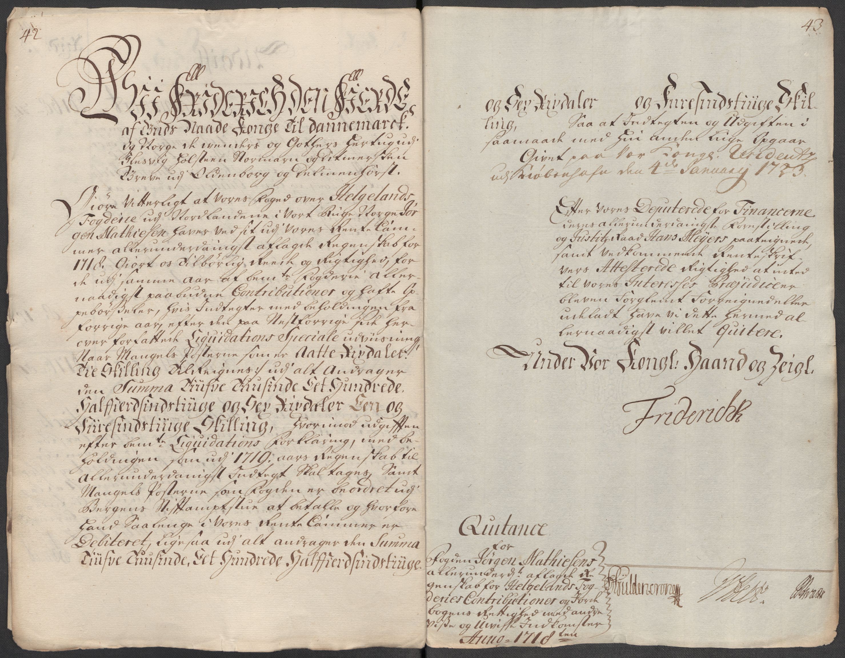 Rentekammeret inntil 1814, Reviderte regnskaper, Fogderegnskap, AV/RA-EA-4092/R65/L4516: Fogderegnskap Helgeland, 1718, p. 21