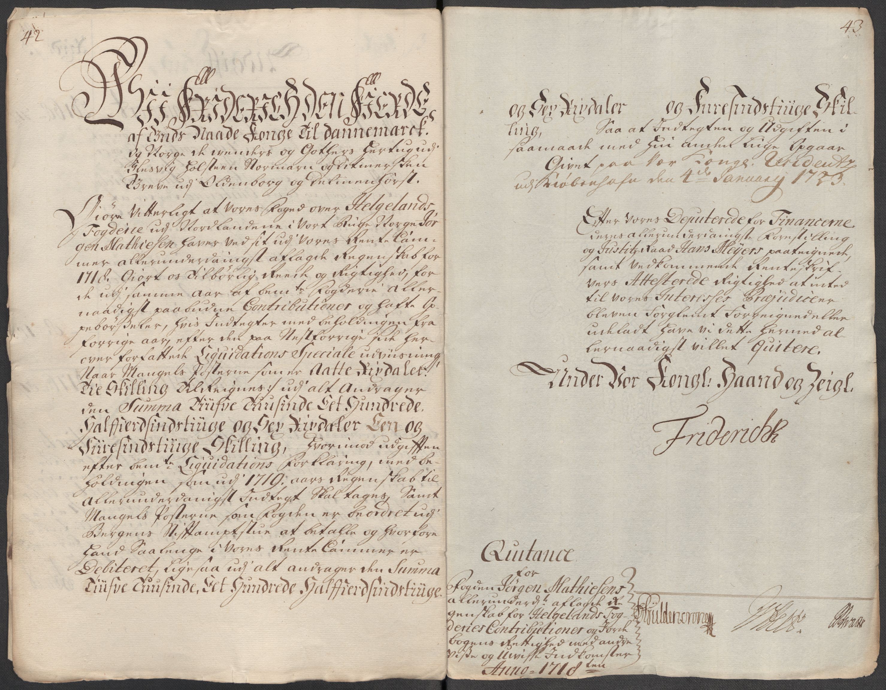 Rentekammeret inntil 1814, Reviderte regnskaper, Fogderegnskap, RA/EA-4092/R65/L4516: Fogderegnskap Helgeland, 1718, p. 21