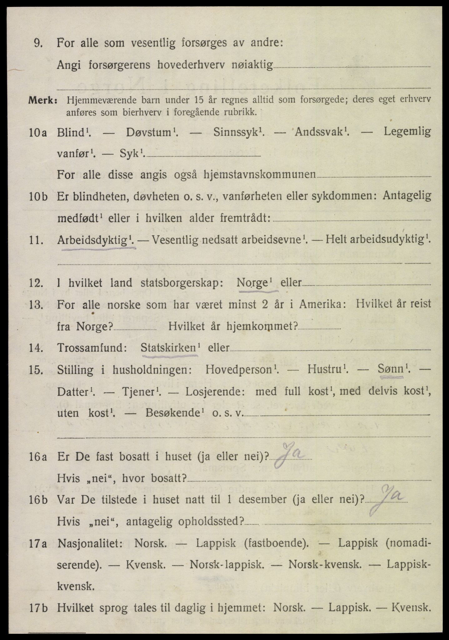 SAT, 1920 census for Kvam, 1920, p. 1588