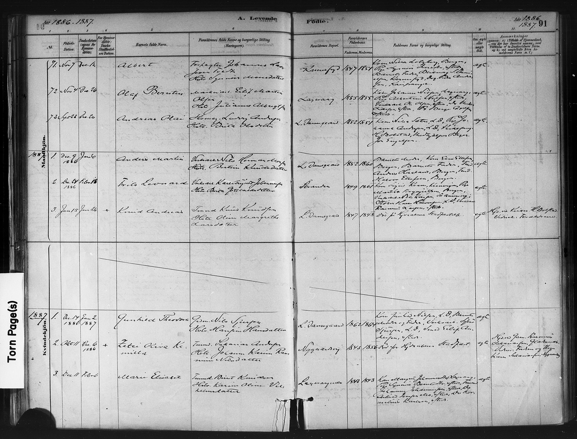 Askøy Sokneprestembete, SAB/A-74101/H/Ha/Haa/Haae/L0002: Parish register (official) no. E 2, 1878-1891, p. 91