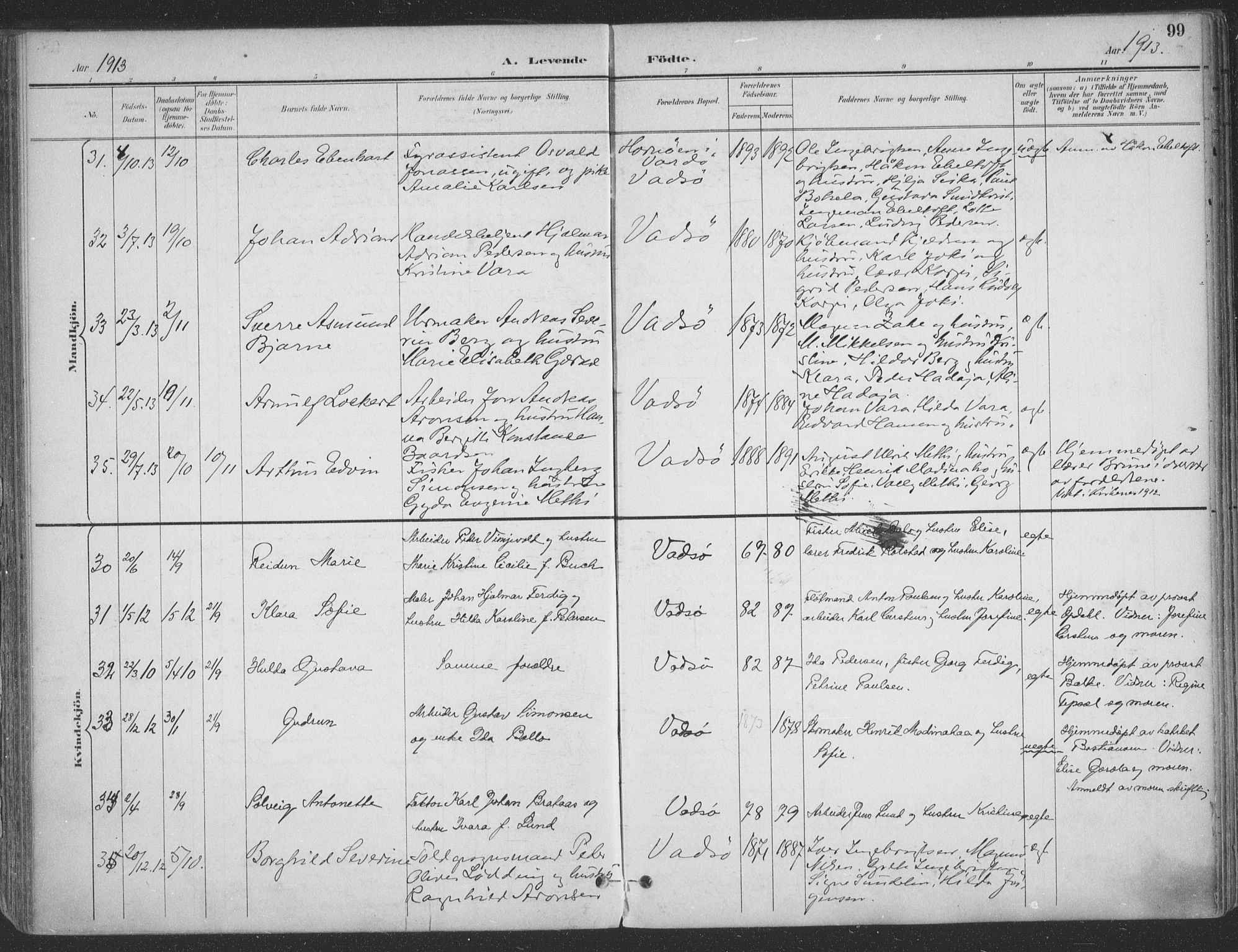 Vadsø sokneprestkontor, SATØ/S-1325/H/Ha/L0007kirke: Parish register (official) no. 7, 1896-1916, p. 99