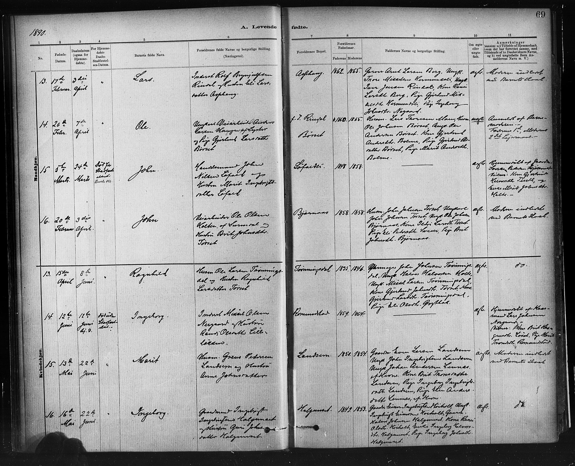 Ministerialprotokoller, klokkerbøker og fødselsregistre - Møre og Romsdal, AV/SAT-A-1454/598/L1069: Parish register (official) no. 598A03, 1882-1895, p. 69