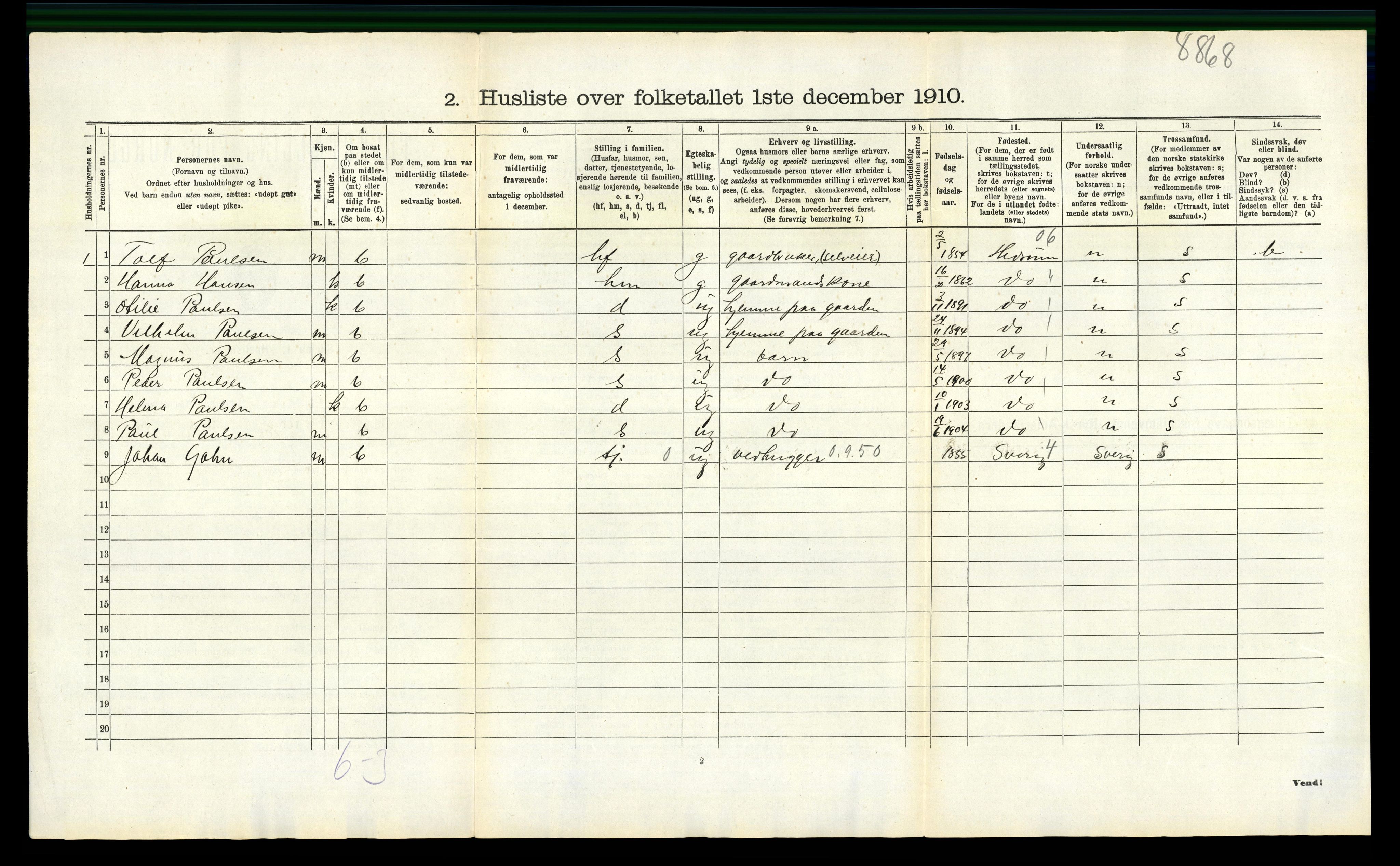 RA, 1910 census for Sem, 1910, p. 1241