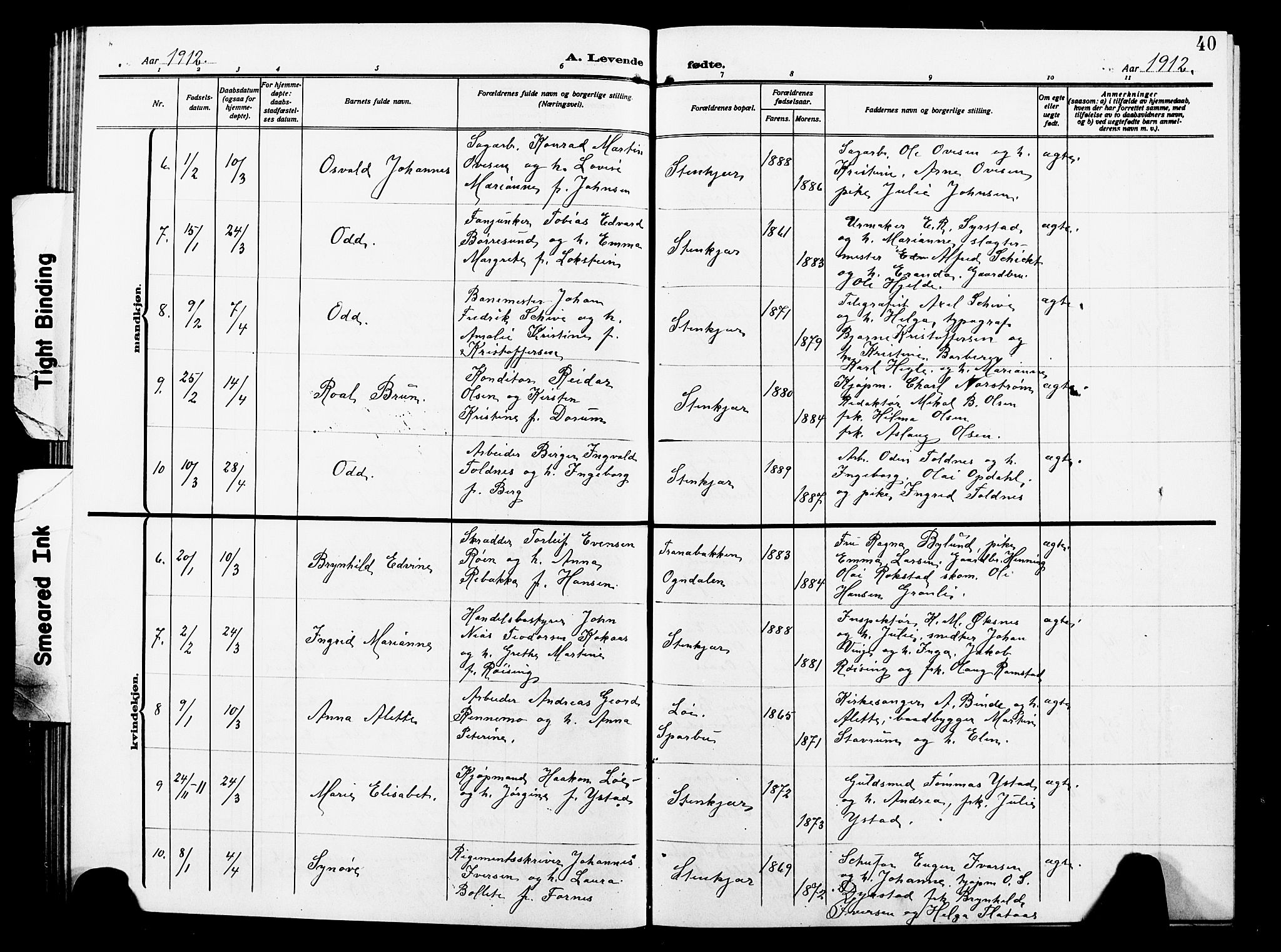 Ministerialprotokoller, klokkerbøker og fødselsregistre - Nord-Trøndelag, SAT/A-1458/739/L0376: Parish register (copy) no. 739C04, 1908-1917, p. 40