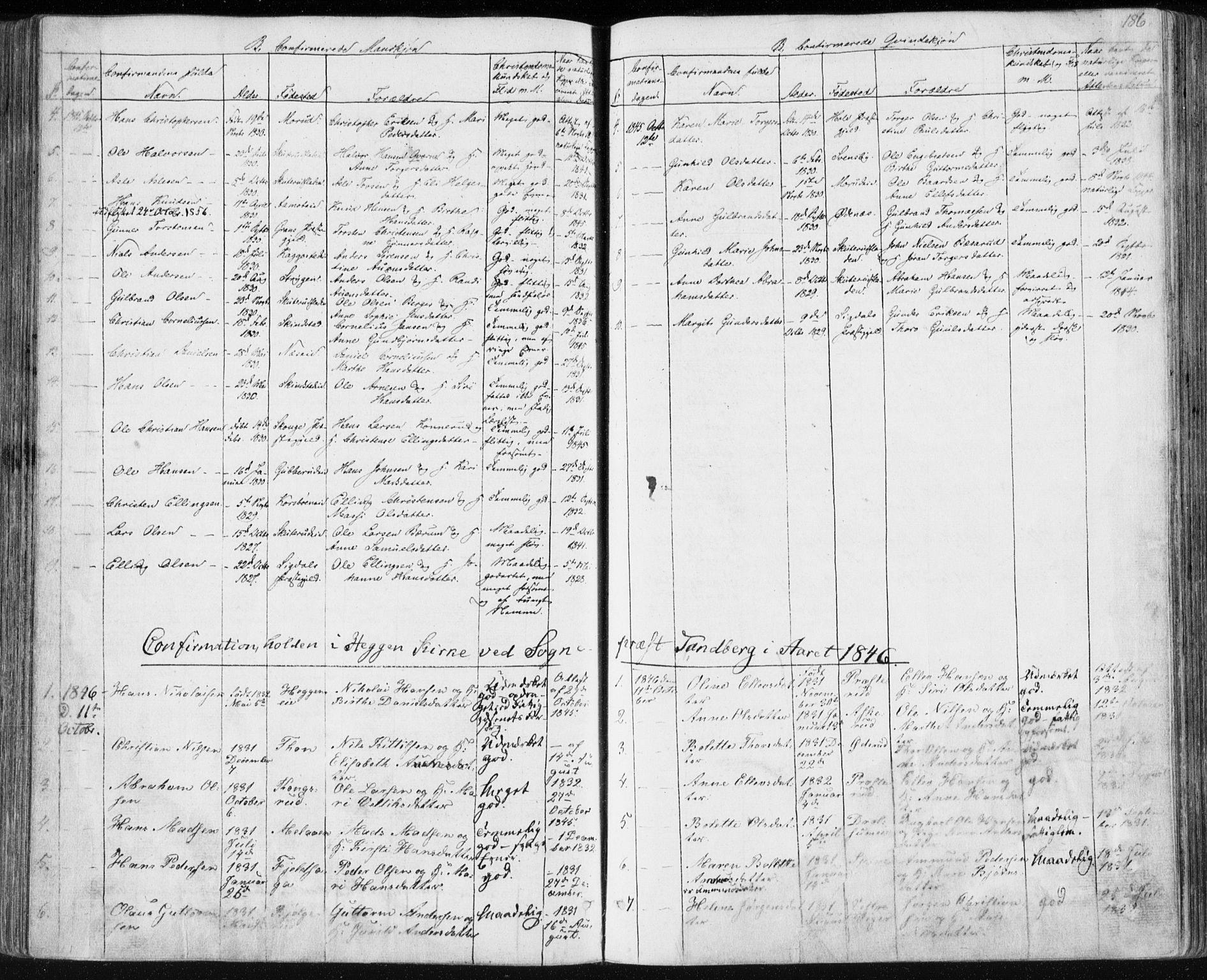 Modum kirkebøker, AV/SAKO-A-234/F/Fa/L0007: Parish register (official) no. 7, 1841-1850, p. 186