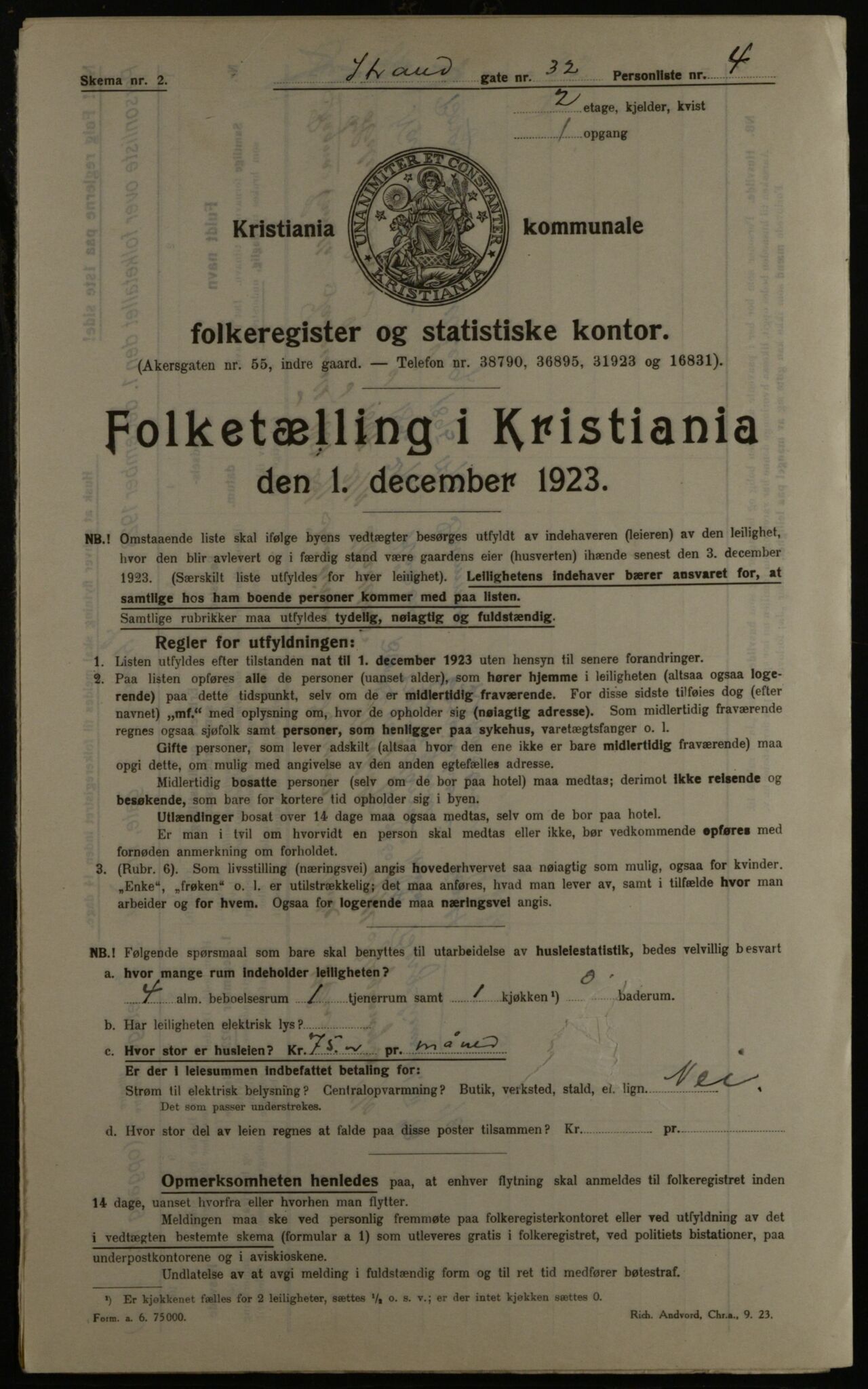 OBA, Municipal Census 1923 for Kristiania, 1923, p. 115096