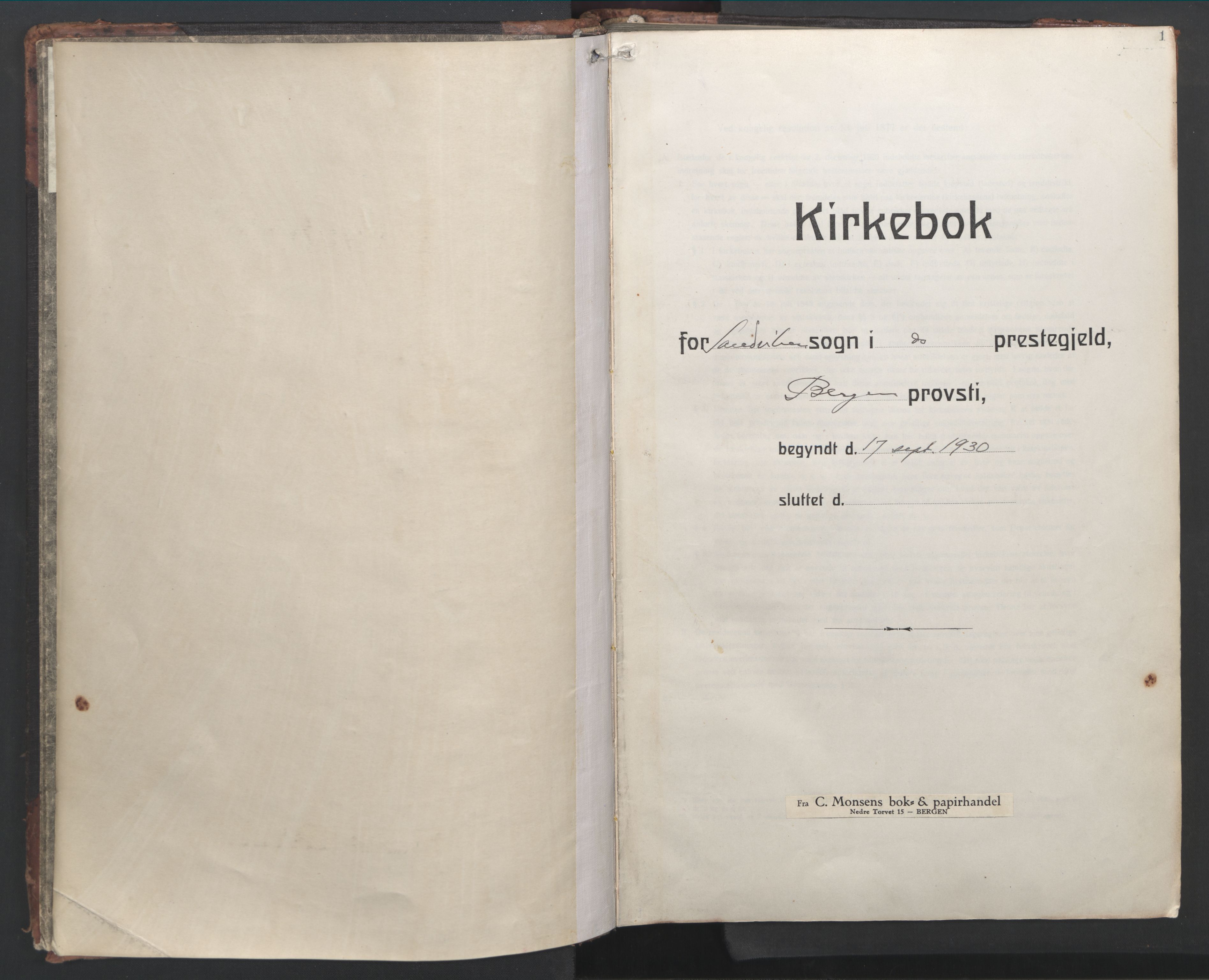 Sandviken Sokneprestembete, SAB/A-77601/H/Hb/L0015: Parish register (copy) no. D 2, 1929-1953, p. 0b-1a