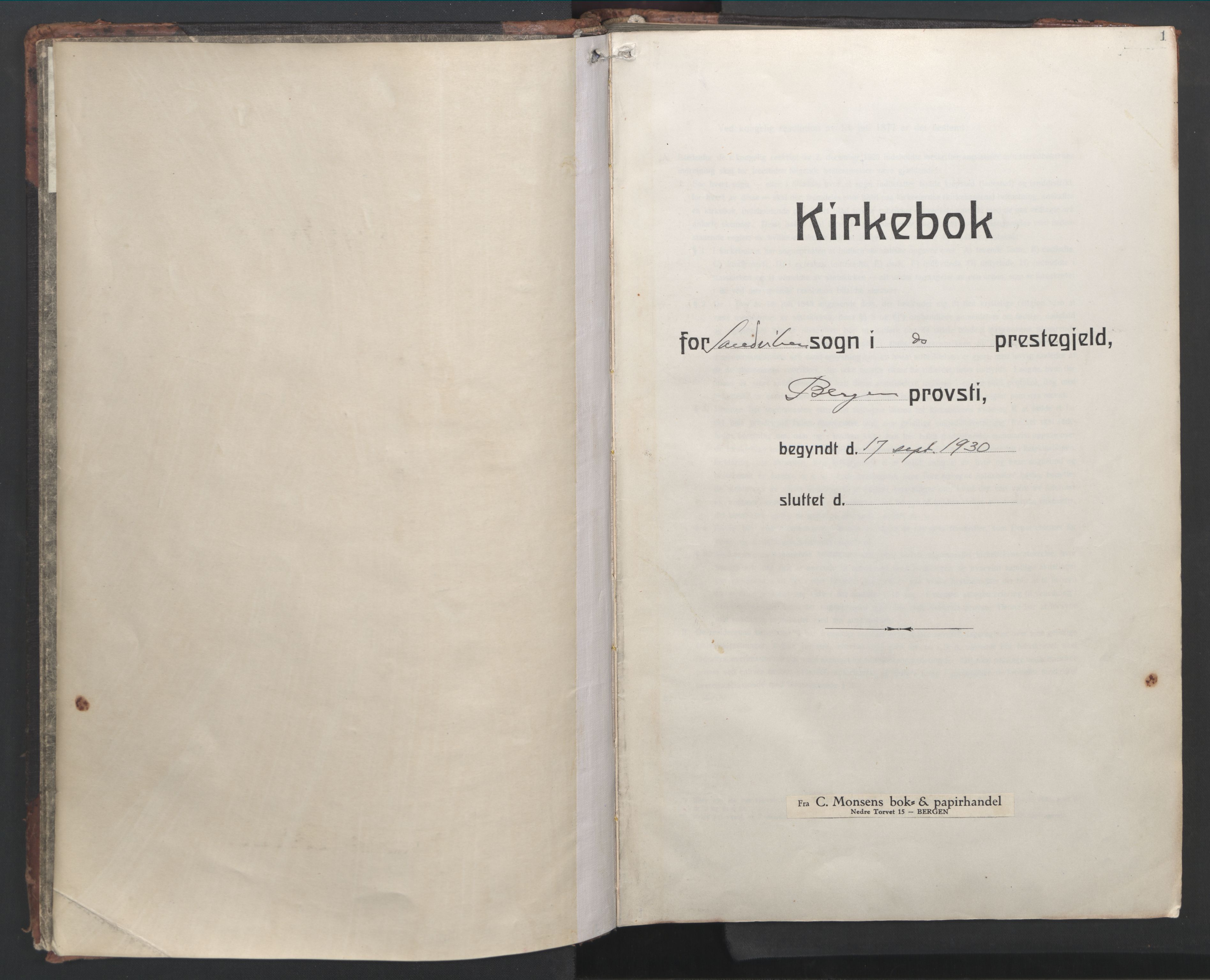 Sandviken Sokneprestembete, AV/SAB-A-77601/H/Hb/L0015: Parish register (copy) no. D 2, 1929-1953, p. 0b-1a