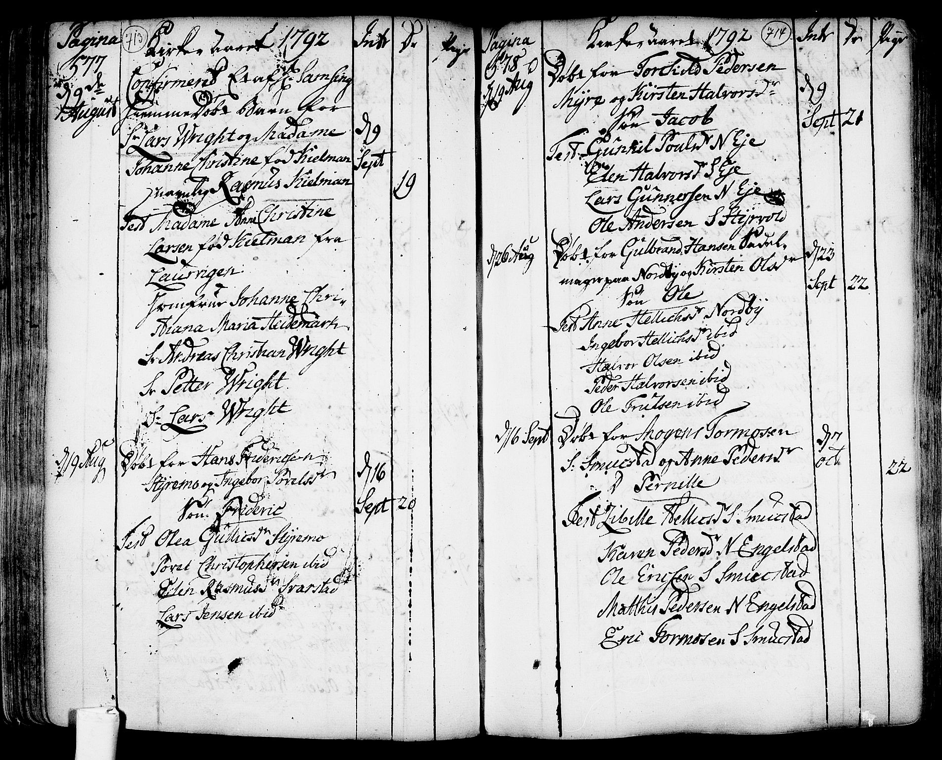 Lardal kirkebøker, SAKO/A-350/F/Fa/L0003: Parish register (official) no. I 3, 1733-1815, p. 713-714