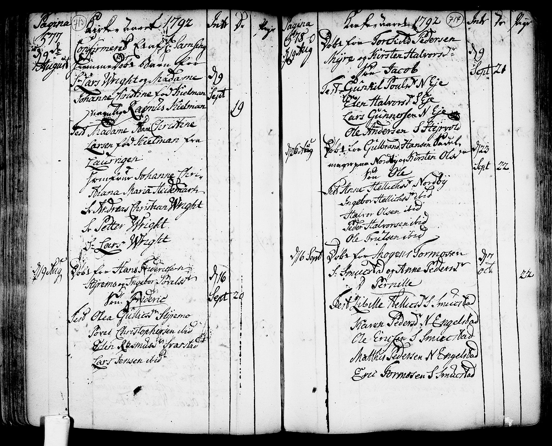 Lardal kirkebøker, AV/SAKO-A-350/F/Fa/L0003: Parish register (official) no. I 3, 1733-1815, p. 713-714