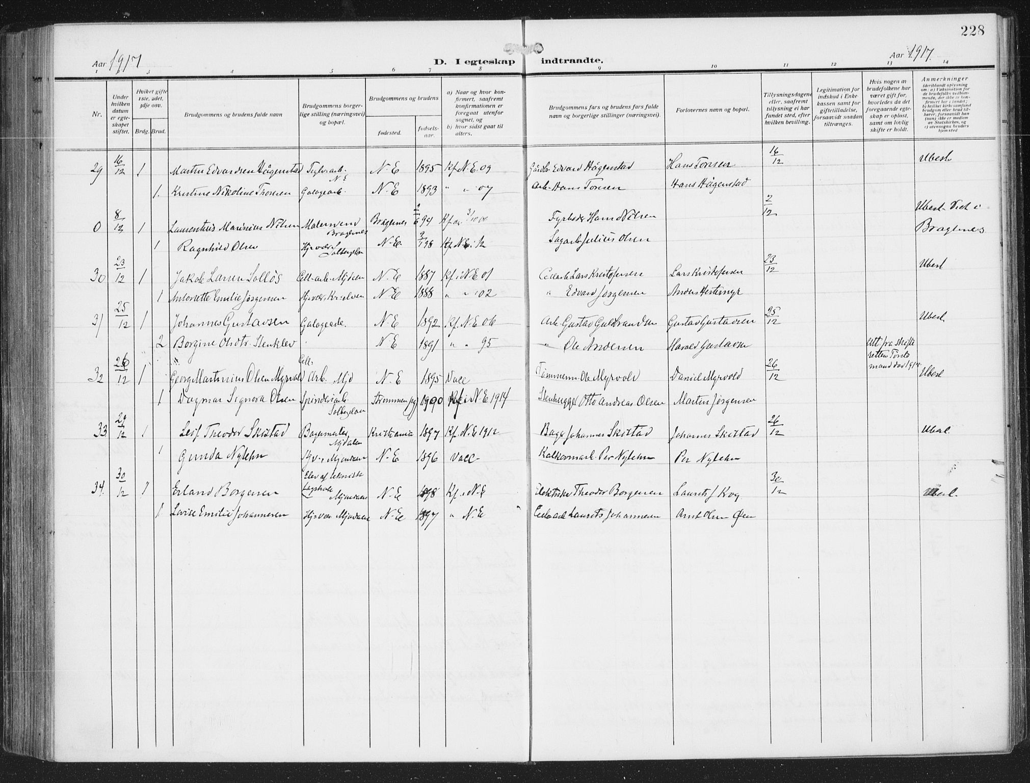 Nedre Eiker kirkebøker, AV/SAKO-A-612/F/Fa/L0007: Parish register (official) no. 7, 1912-1918, p. 228