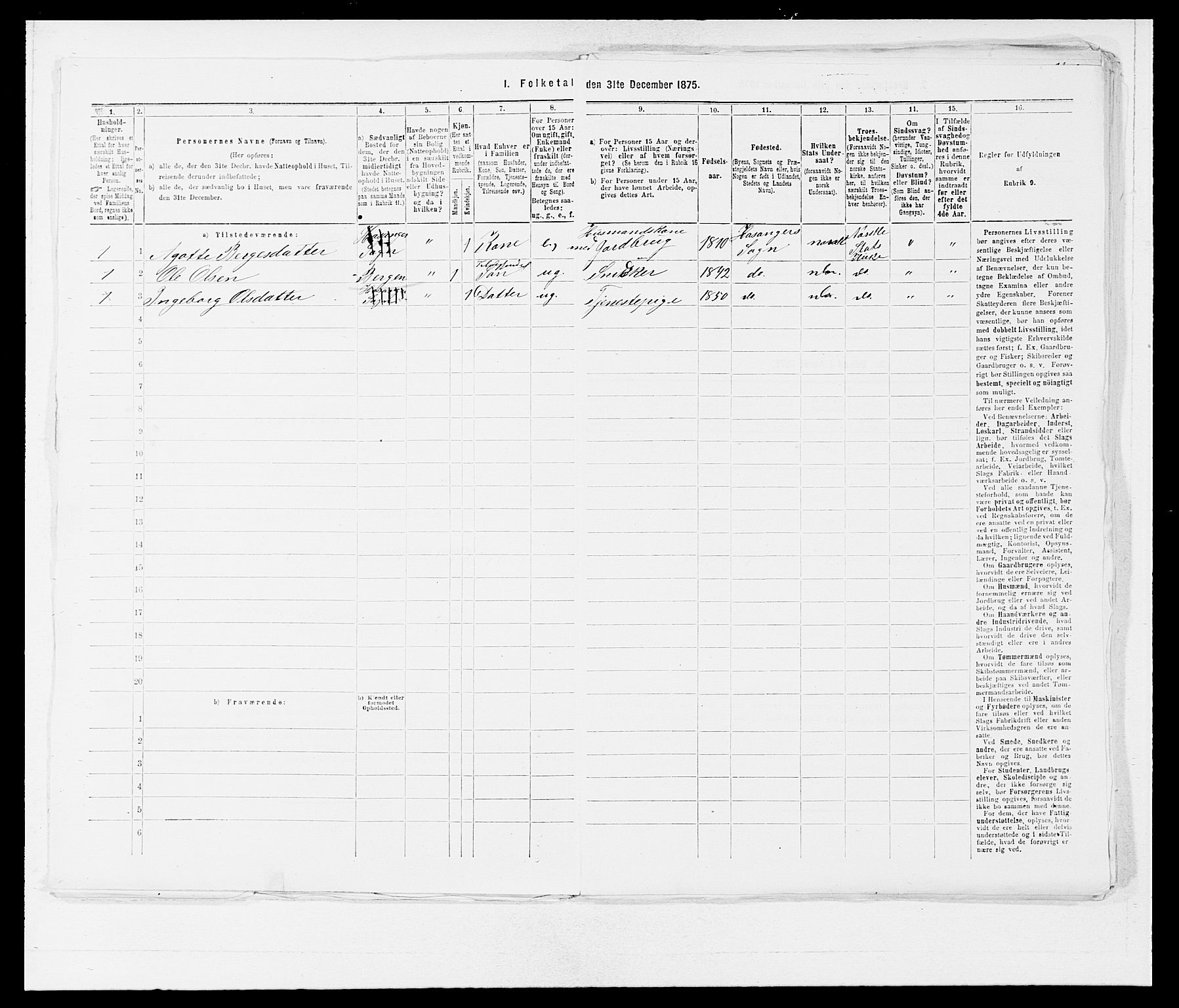 SAB, 1875 census for 1253P Hosanger, 1875, p. 40
