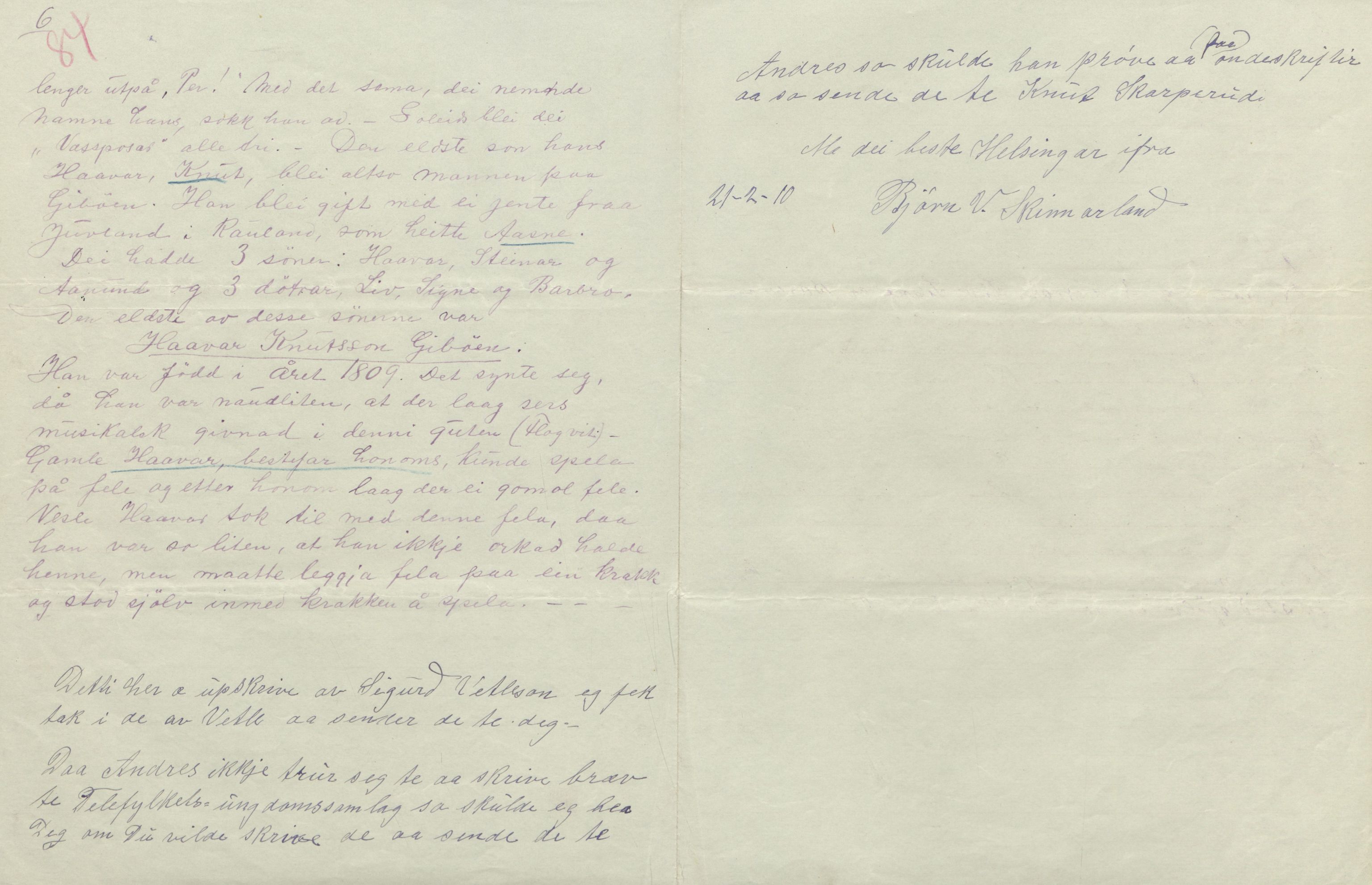 Rikard Berge, TEMU/TGM-A-1003/F/L0004/0053: 101-159 / 157 Manuskript, notatar, brev o.a. Nokre leiker, manuskript, 1906-1908, p. 84