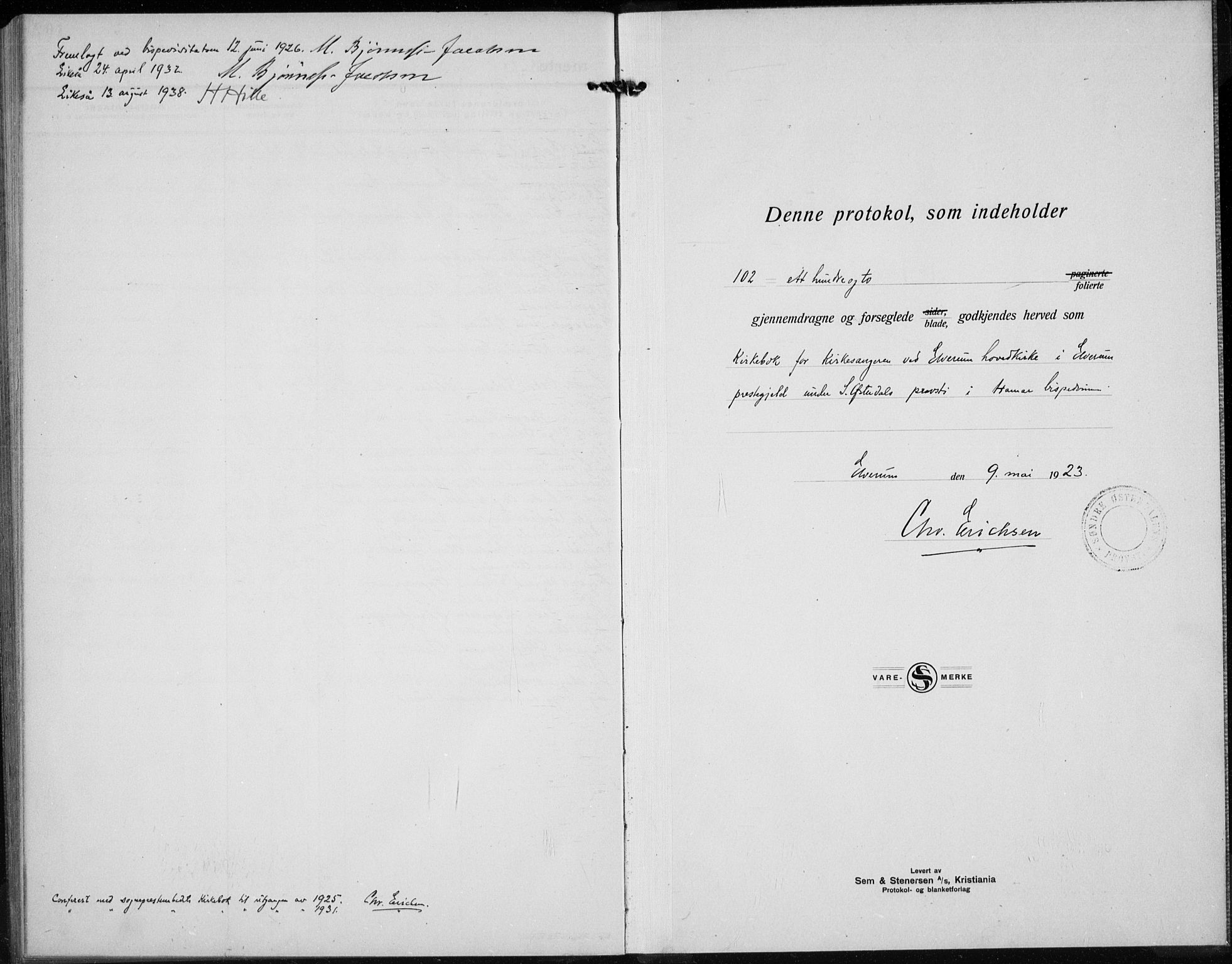Elverum prestekontor, AV/SAH-PREST-044/H/Ha/Hab/L0032: Parish register (copy) no. 32, 1922-1936