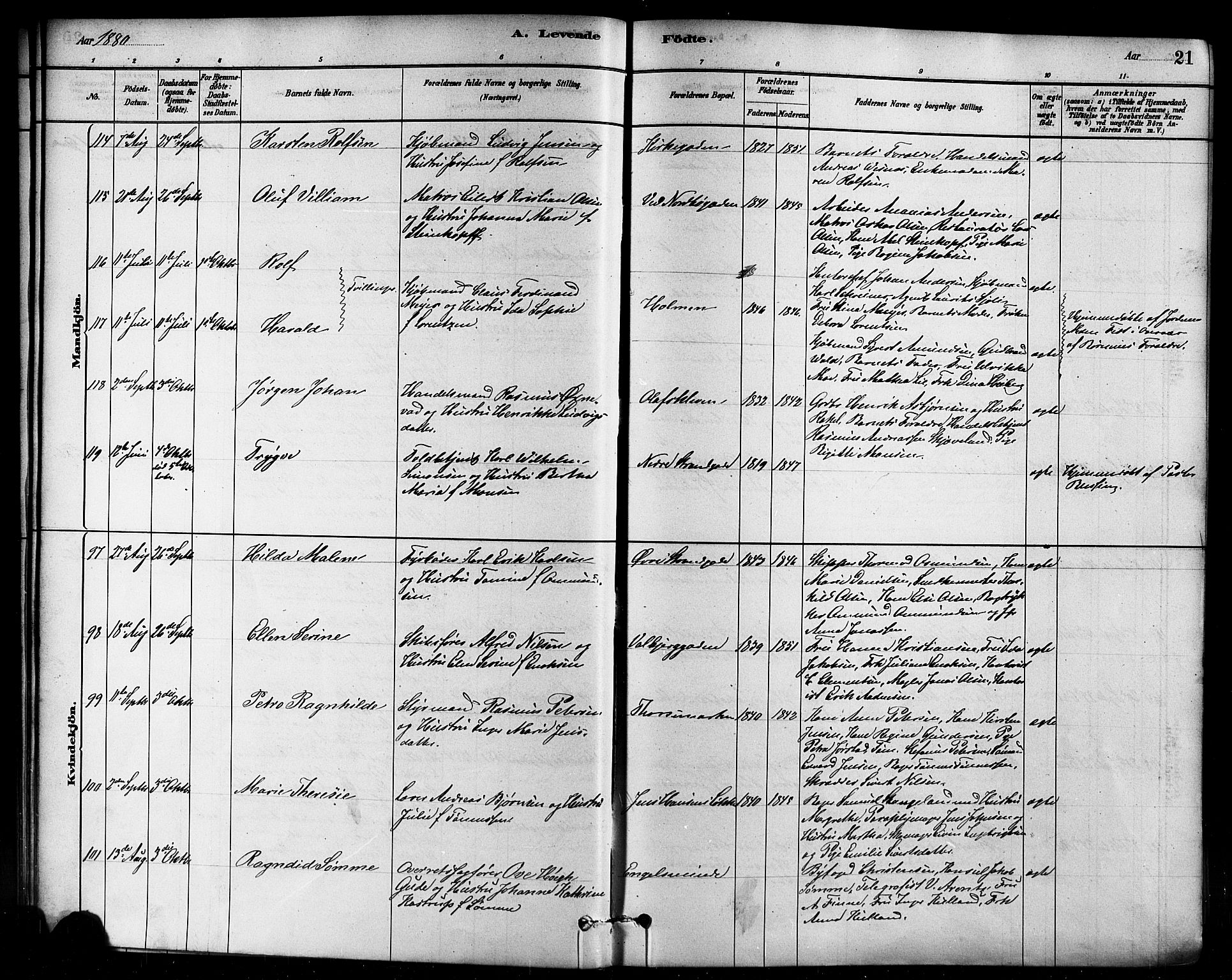 Domkirken sokneprestkontor, AV/SAST-A-101812/001/30/30BB/L0015: Parish register (copy) no. B 15, 1880-1891, p. 21