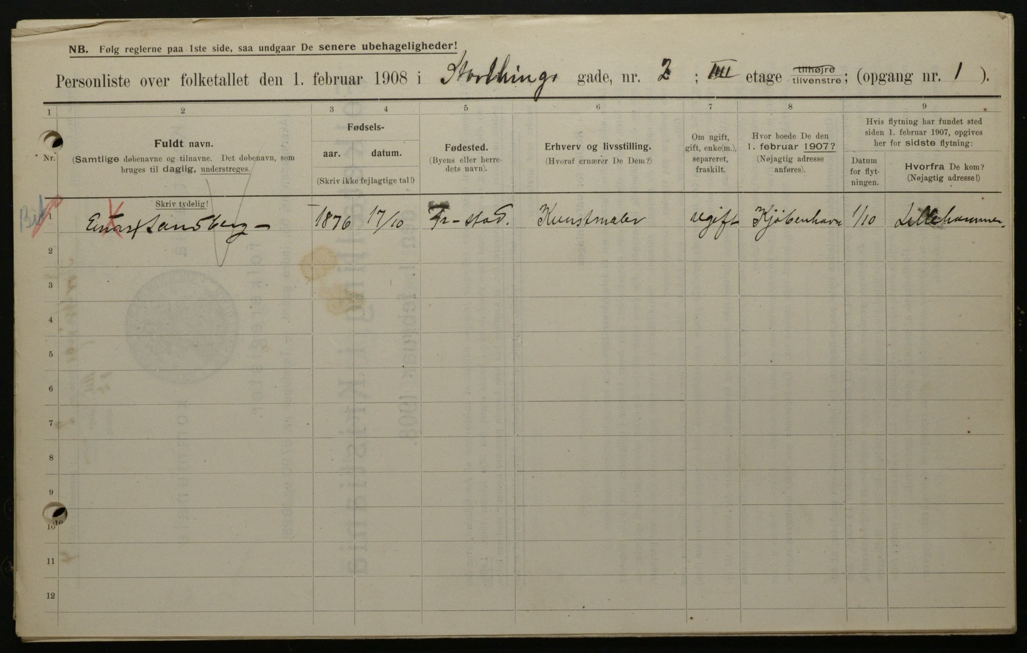 OBA, Municipal Census 1908 for Kristiania, 1908, p. 93028