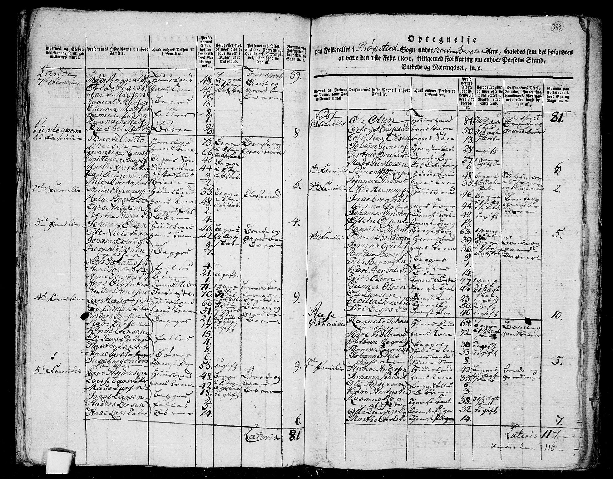 RA, 1801 census for 1430P Indre Holmedal, 1801, p. 382b-383a