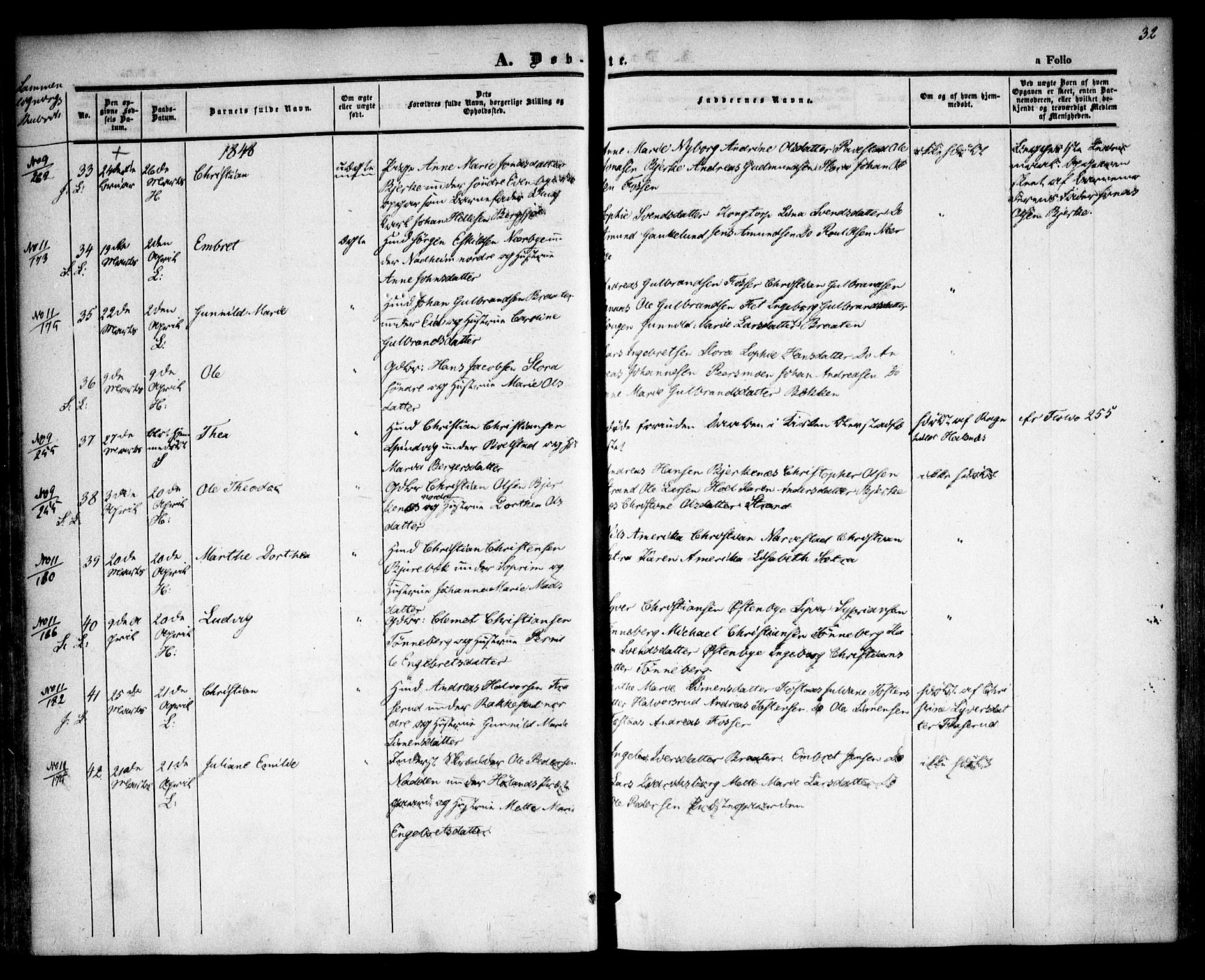 Høland prestekontor Kirkebøker, AV/SAO-A-10346a/F/Fa/L0009: Parish register (official) no. I 9, 1846-1853, p. 32