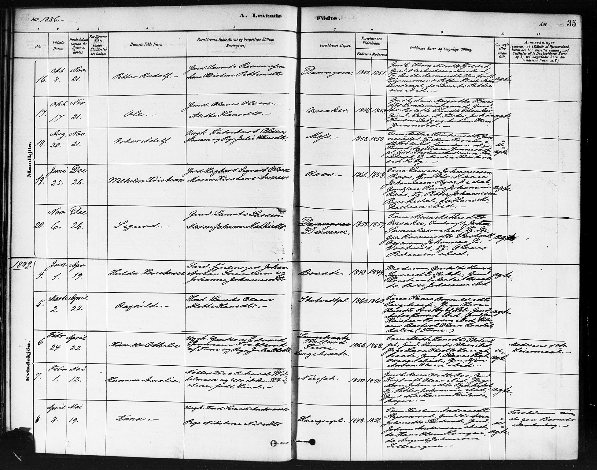 Våler prestekontor Kirkebøker, AV/SAO-A-11083/F/Fb/L0001: Parish register (official) no. II 1, 1878-1896, p. 35