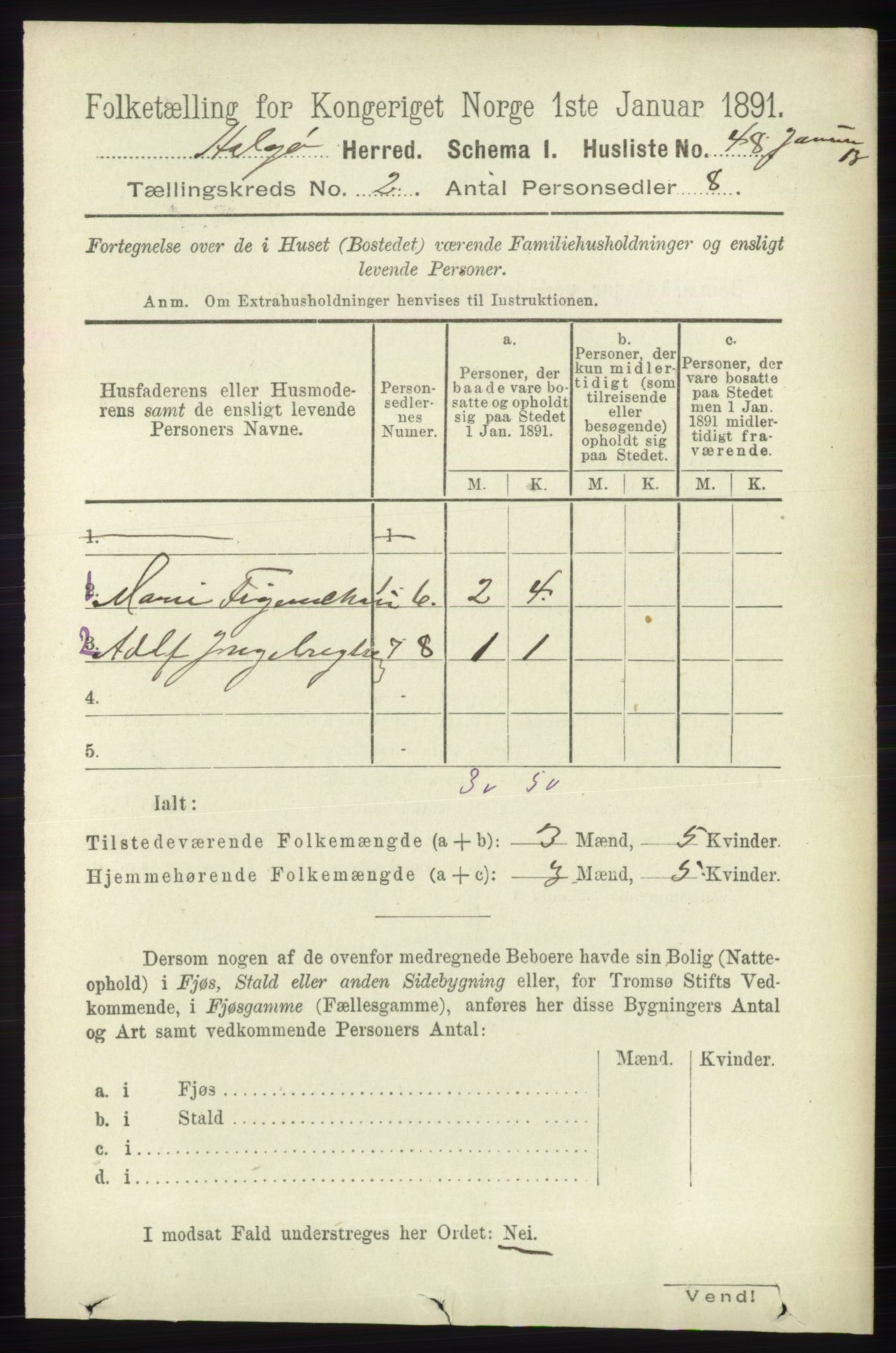 RA, 1891 census for 1935 Helgøy, 1891, p. 330