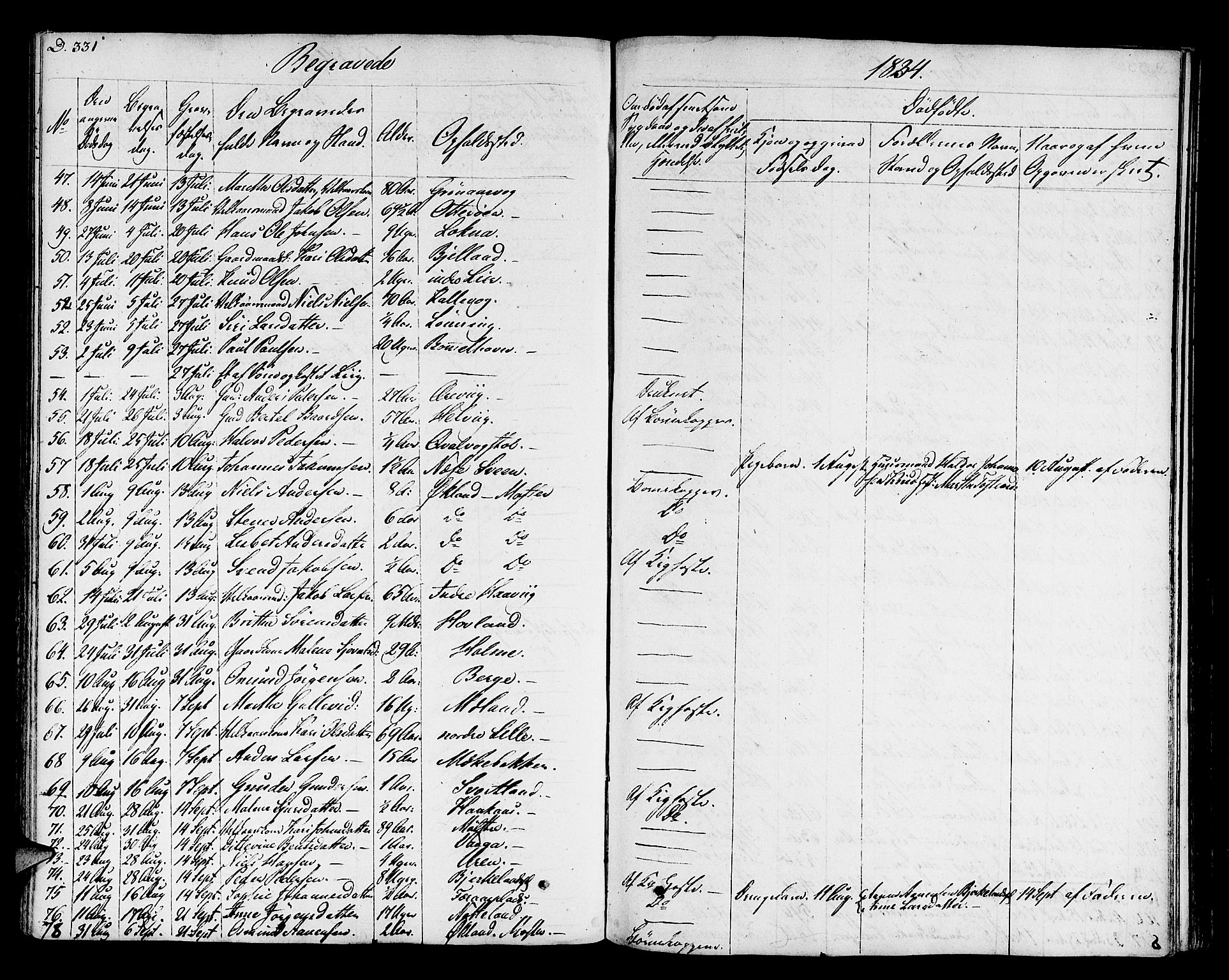 Finnås sokneprestembete, AV/SAB-A-99925/H/Ha/Haa/Haaa/L0005: Parish register (official) no. A 5, 1823-1835, p. 331