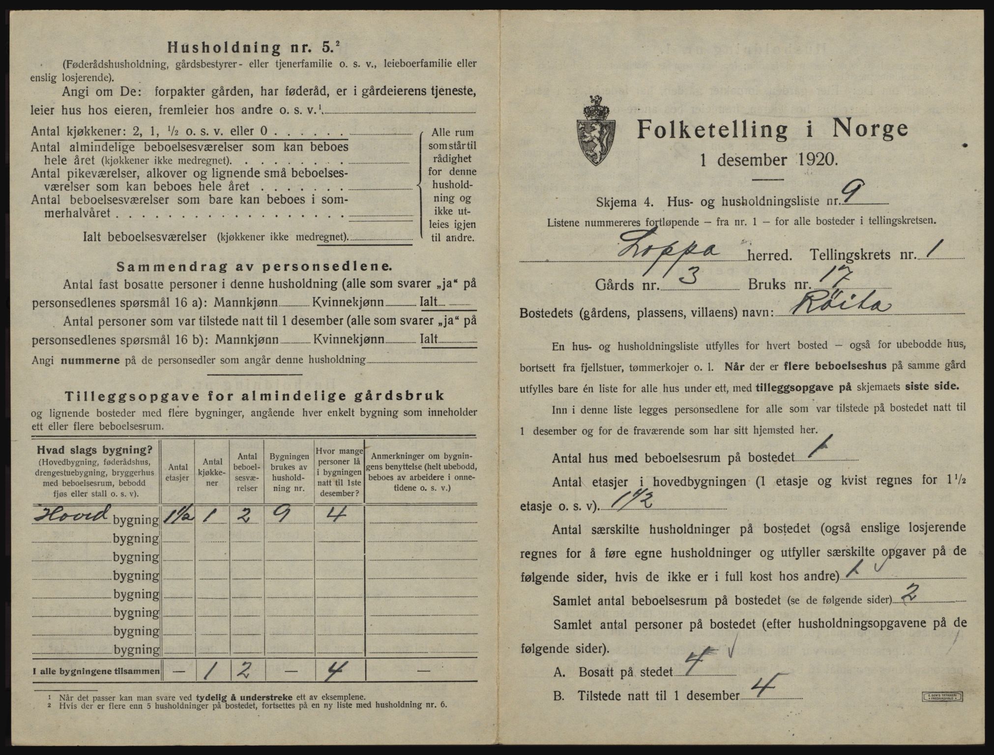 SATØ, 1920 census for Loppa, 1920, p. 50