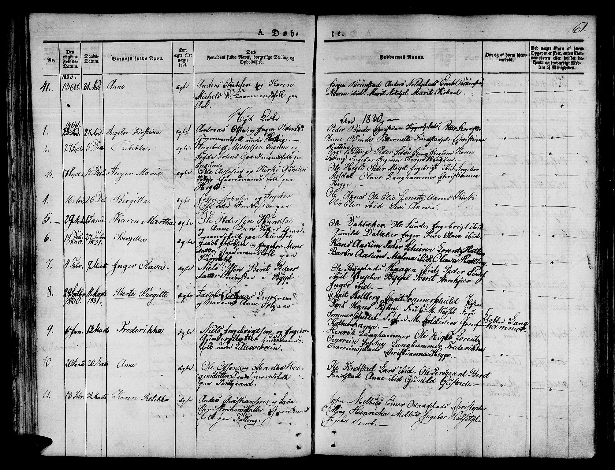Ministerialprotokoller, klokkerbøker og fødselsregistre - Nord-Trøndelag, SAT/A-1458/746/L0445: Parish register (official) no. 746A04, 1826-1846, p. 61