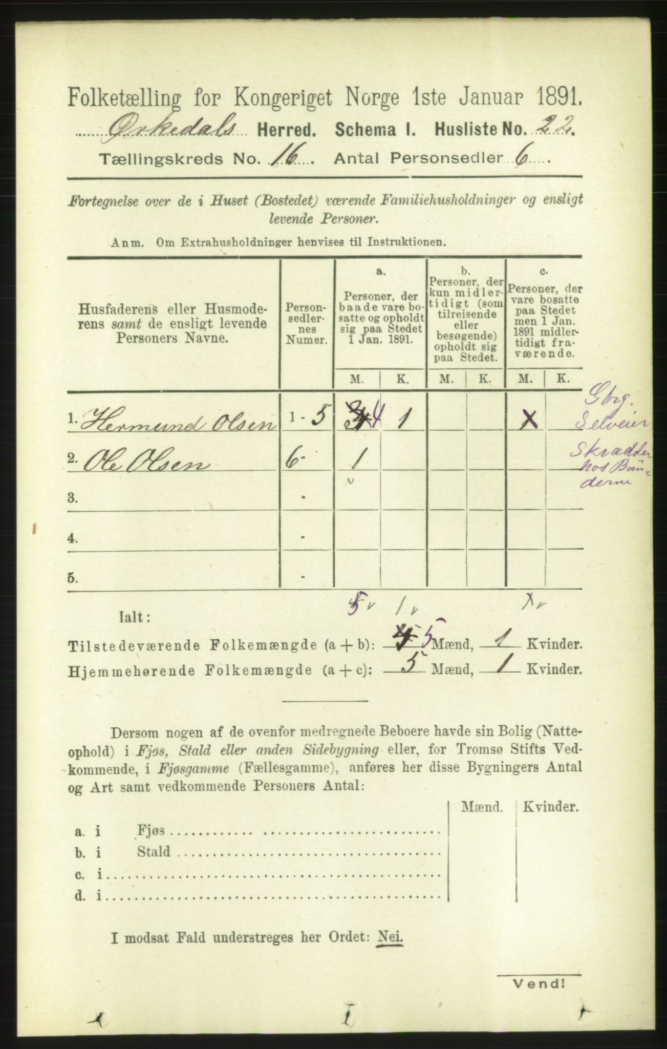 RA, 1891 census for 1638 Orkdal, 1891, p. 7139