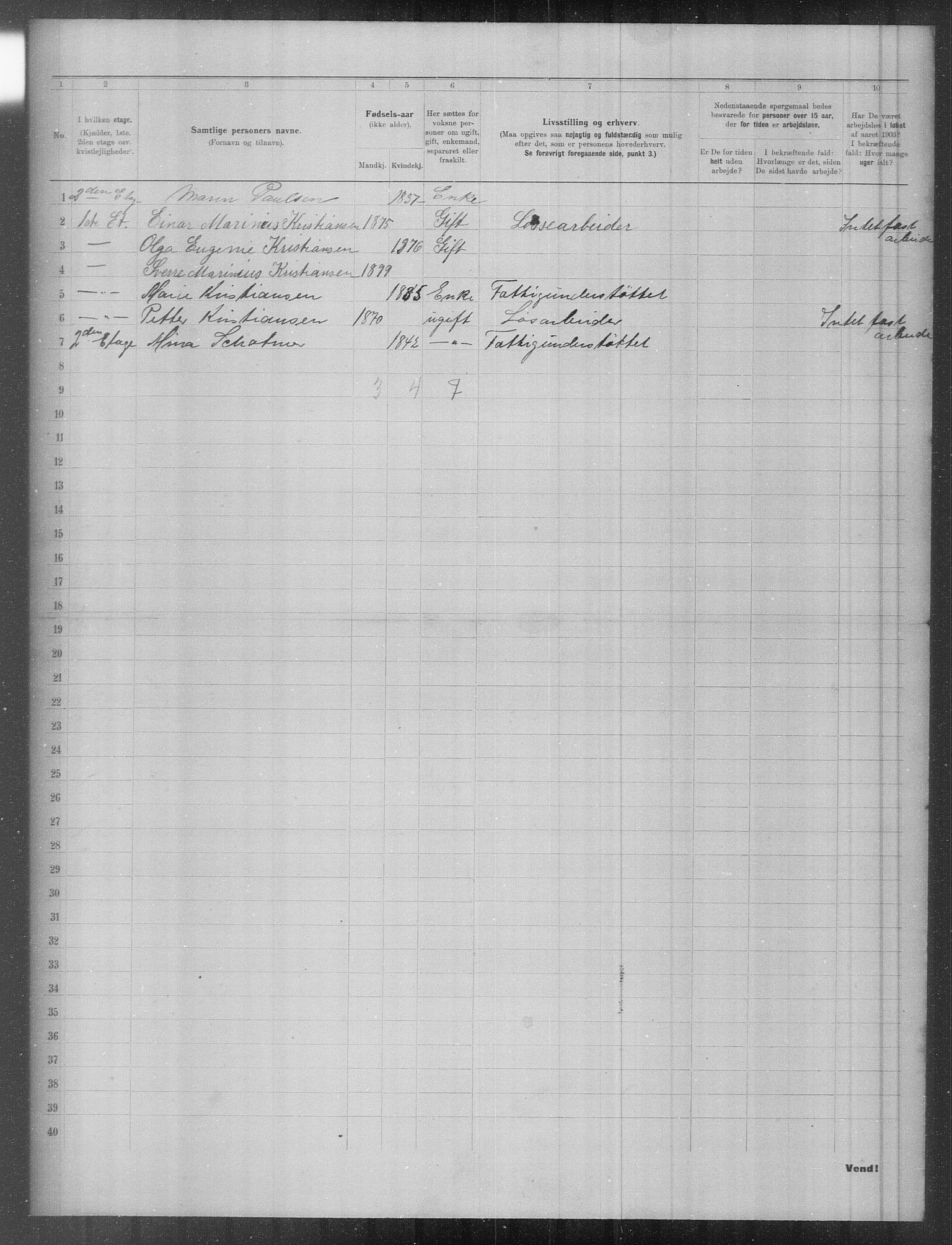 OBA, Municipal Census 1903 for Kristiania, 1903, p. 9172