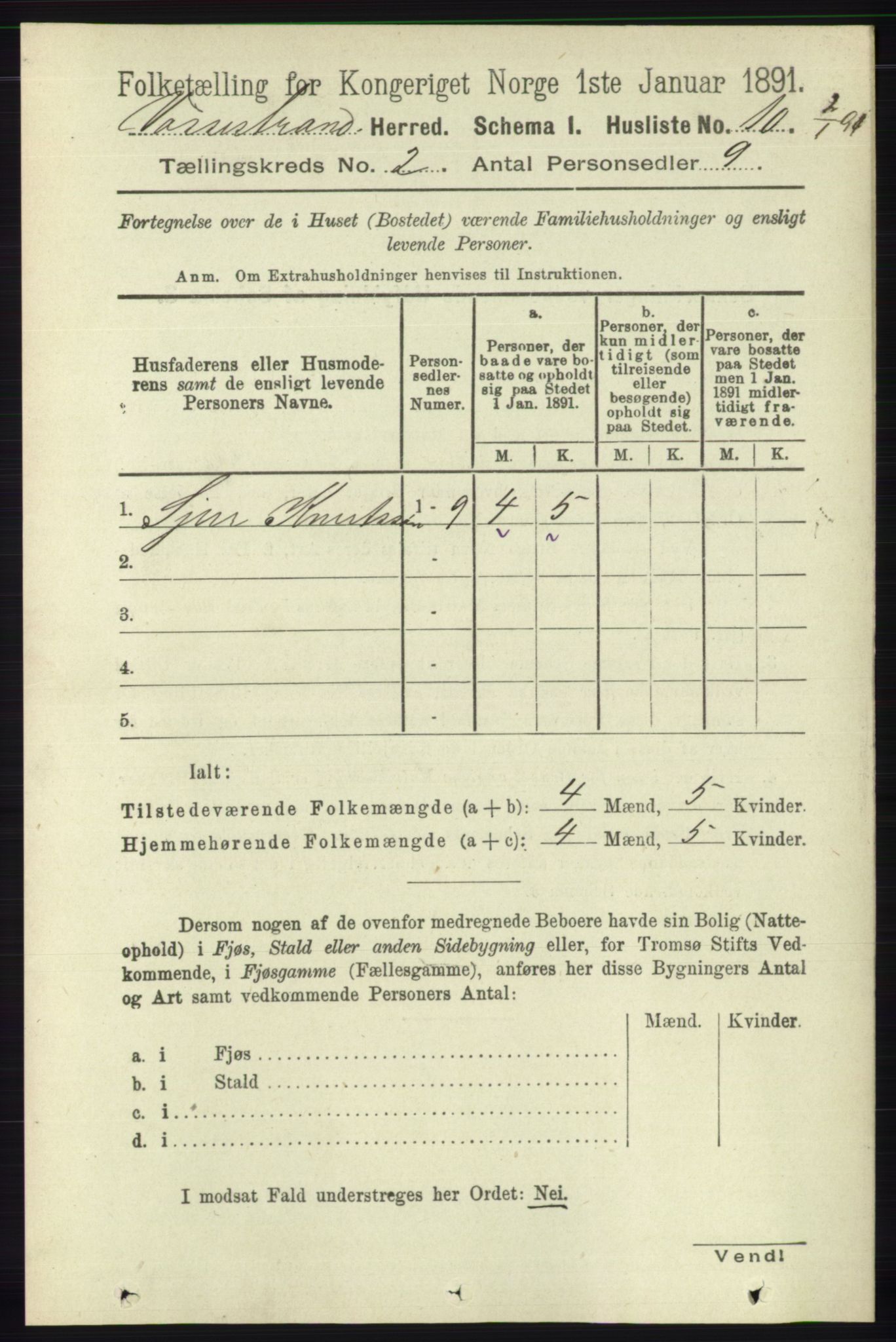 RA, 1891 census for 1236 Vossestrand, 1891, p. 651