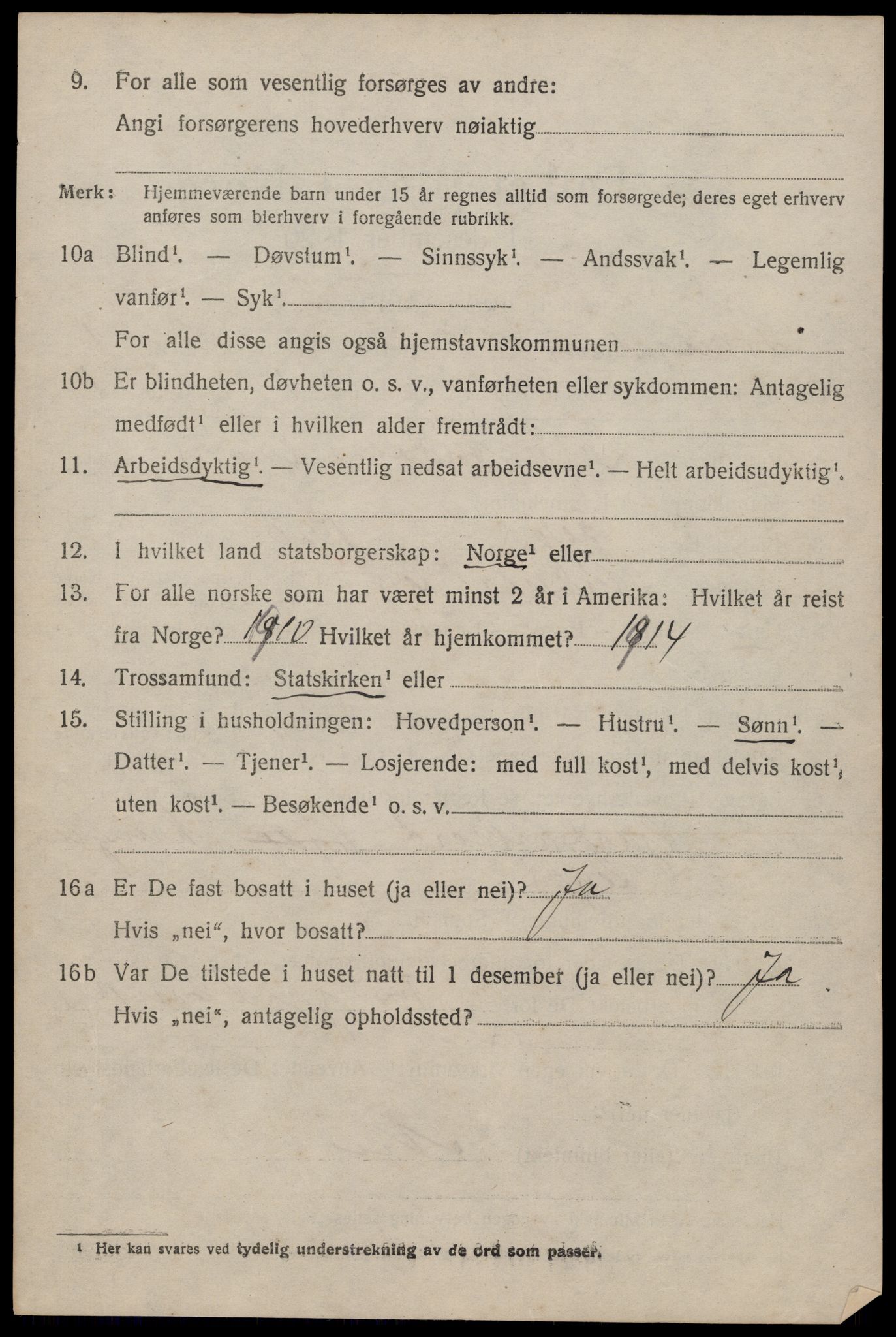 SAST, 1920 census for Stangaland, 1920, p. 588