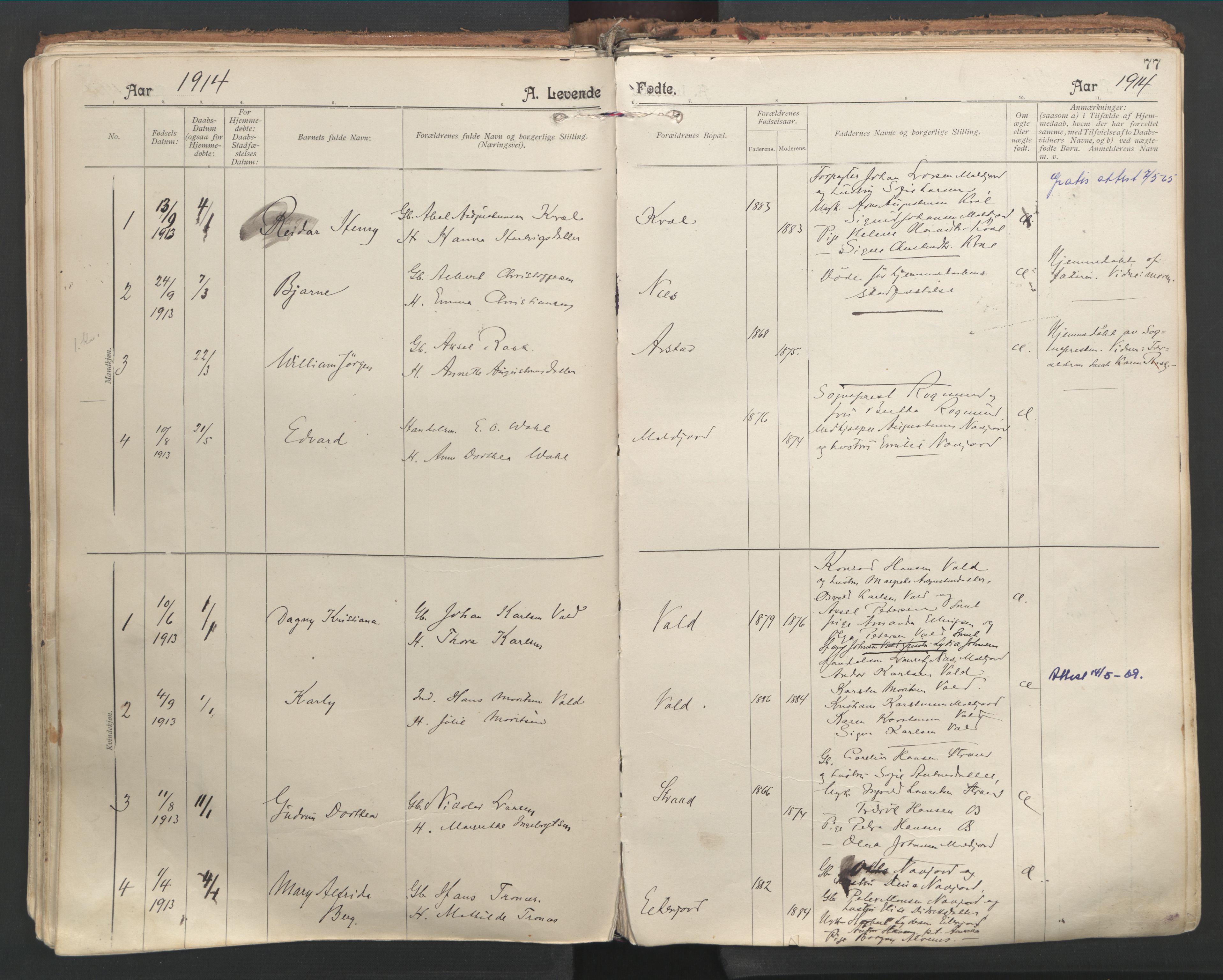 Ministerialprotokoller, klokkerbøker og fødselsregistre - Nordland, AV/SAT-A-1459/846/L0647: Parish register (official) no. 846A05, 1902-1915, p. 77