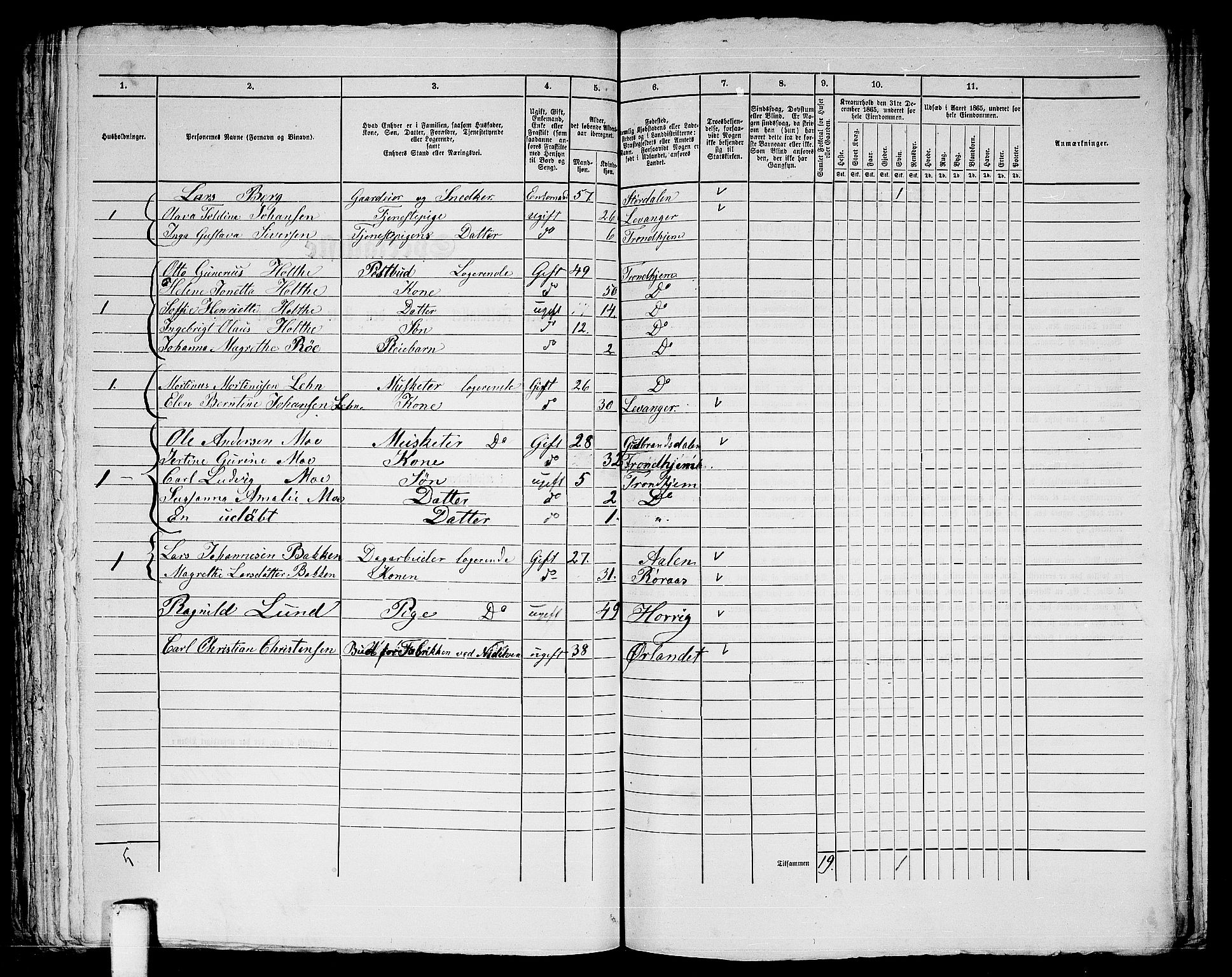 RA, 1865 census for Trondheim, 1865, p. 941