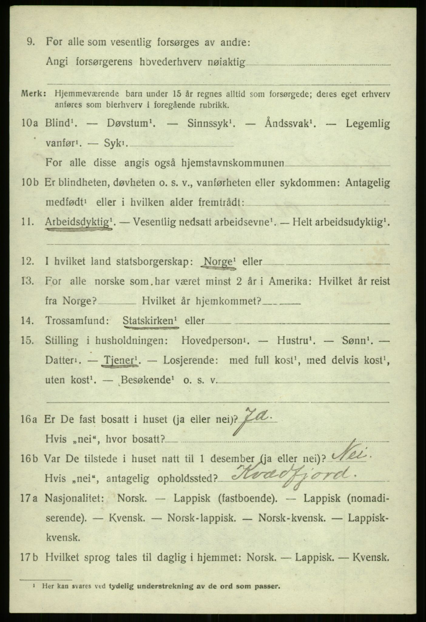 SATØ, 1920 census for Trondenes, 1920, p. 21116