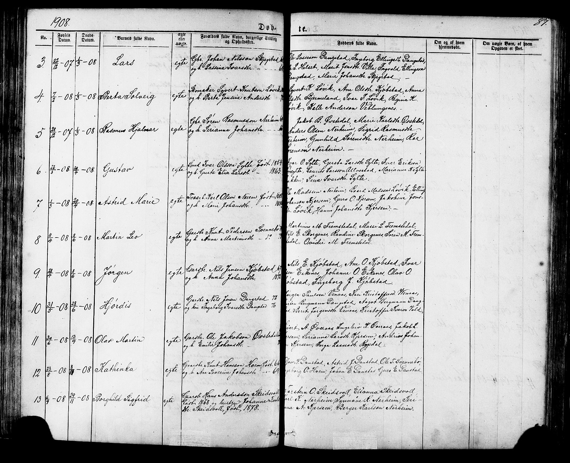 Ministerialprotokoller, klokkerbøker og fødselsregistre - Møre og Romsdal, AV/SAT-A-1454/541/L0547: Parish register (copy) no. 541C02, 1867-1921, p. 87