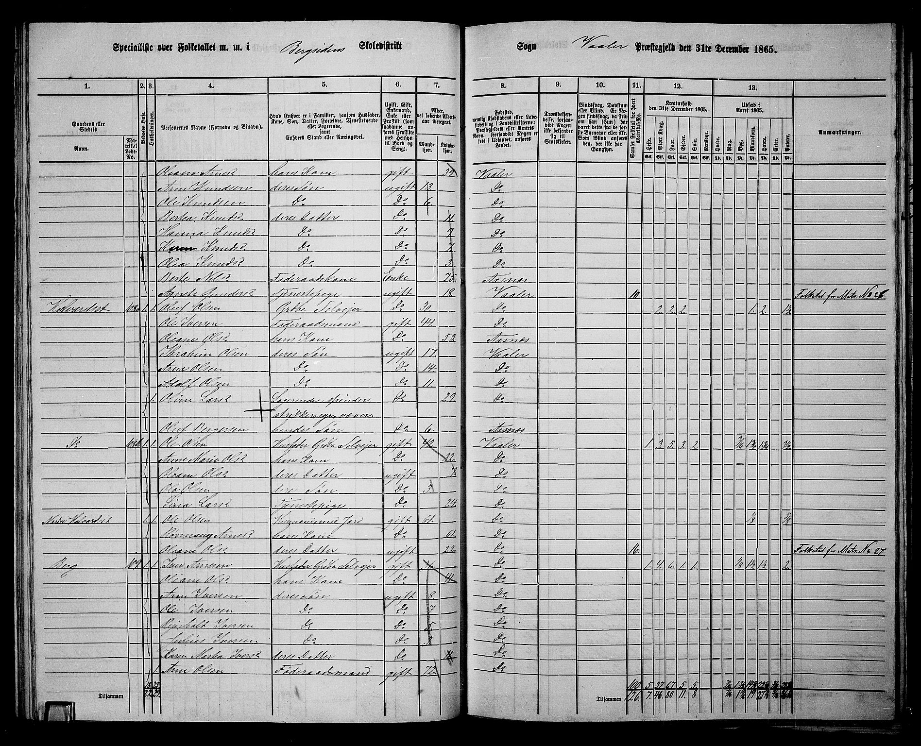 RA, 1865 census for Våler, 1865, p. 54