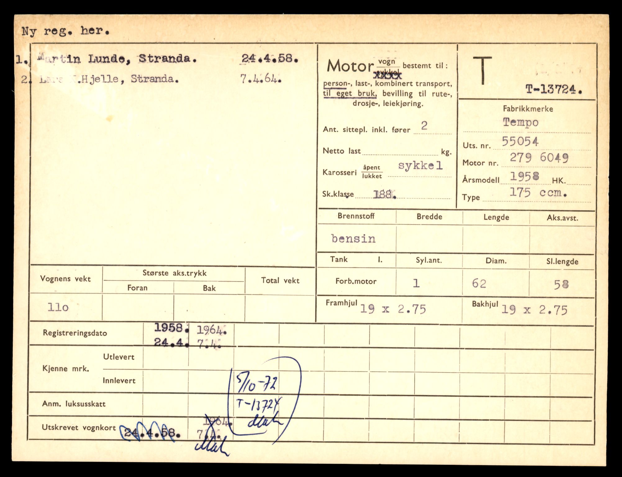 Møre og Romsdal vegkontor - Ålesund trafikkstasjon, AV/SAT-A-4099/F/Fe/L0041: Registreringskort for kjøretøy T 13710 - T 13905, 1927-1998, p. 229