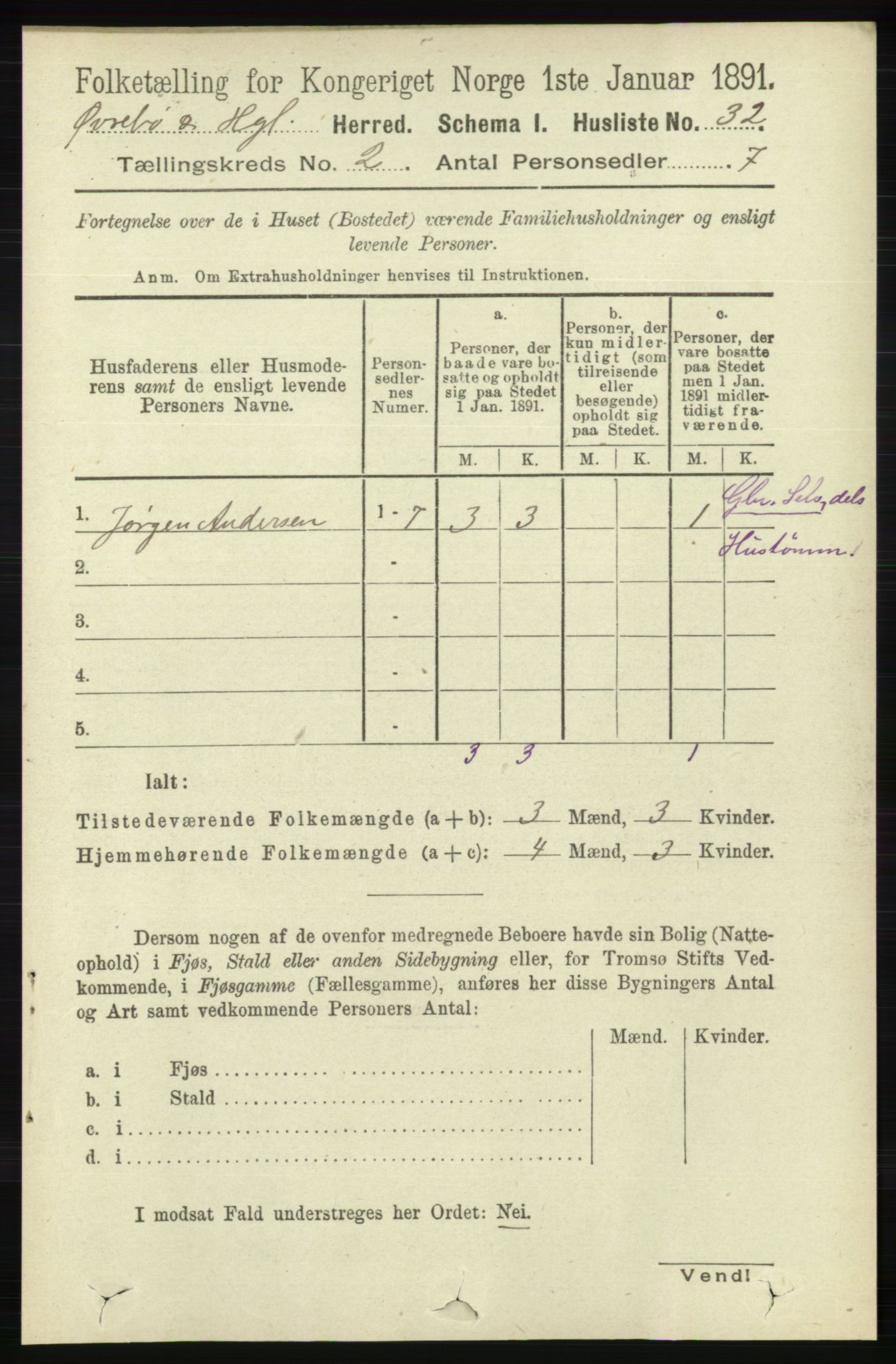 RA, 1891 census for 1016 Øvrebø og Hægeland, 1891, p. 314