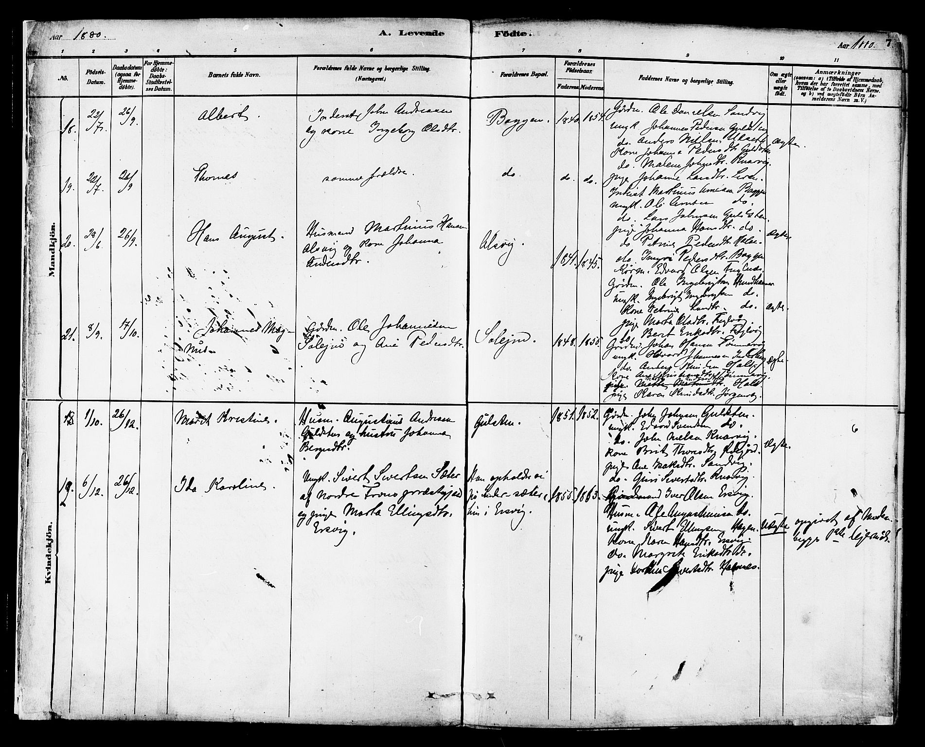 Ministerialprotokoller, klokkerbøker og fødselsregistre - Møre og Romsdal, AV/SAT-A-1454/577/L0896: Parish register (official) no. 577A03, 1880-1898, p. 7