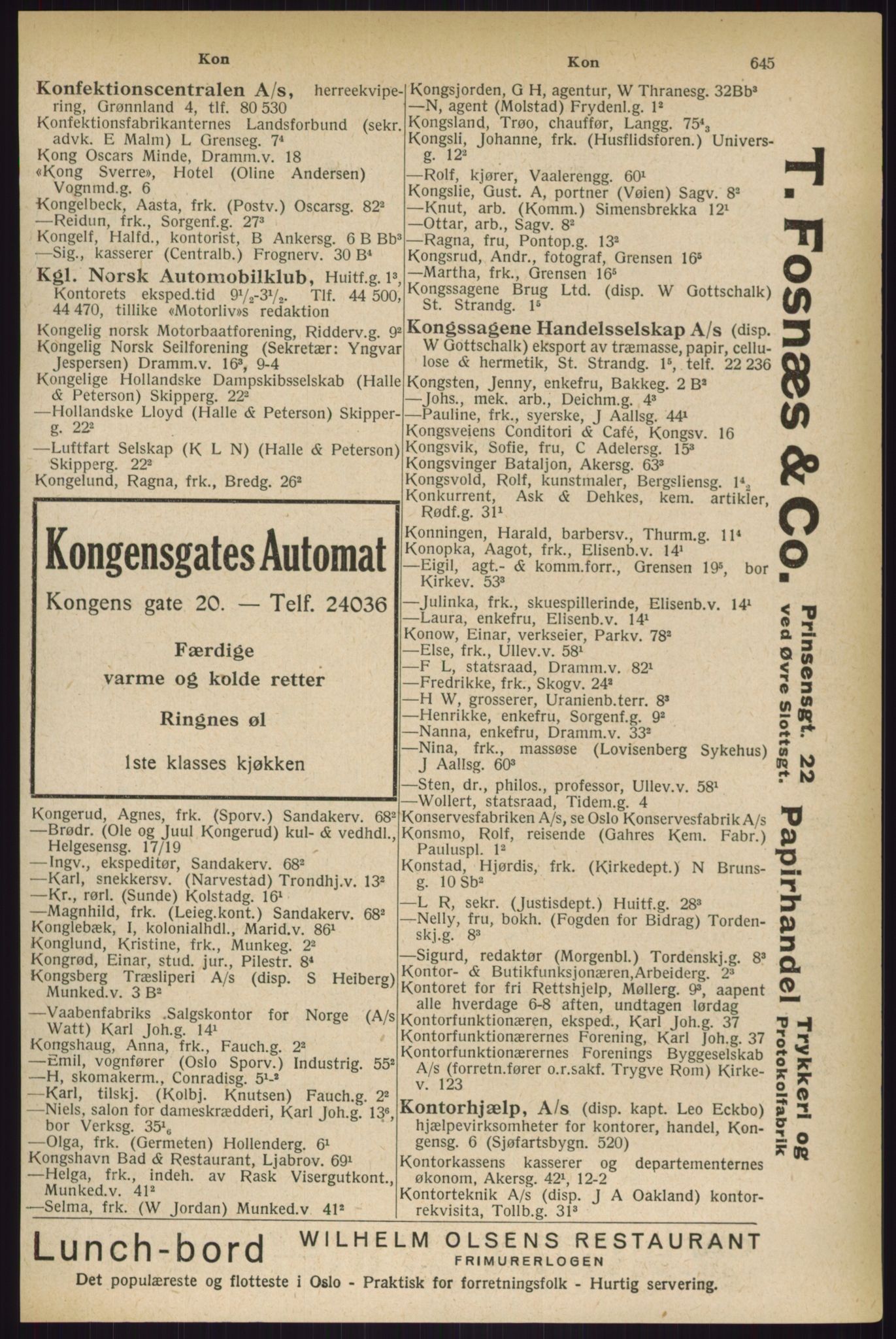 Kristiania/Oslo adressebok, PUBL/-, 1927, p. 645