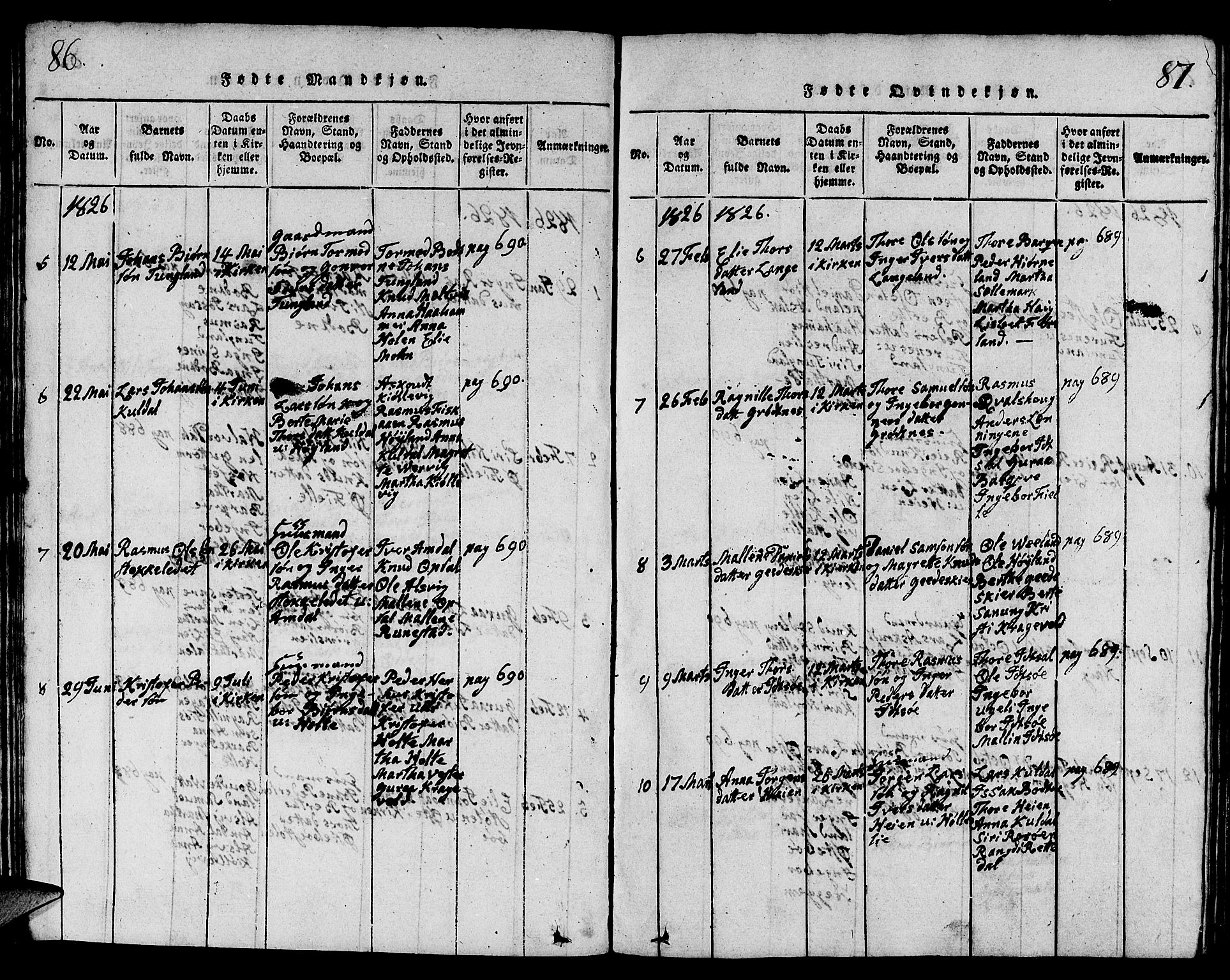 Strand sokneprestkontor, AV/SAST-A-101828/H/Ha/Hab/L0001: Parish register (copy) no. B 1, 1816-1854, p. 86-87