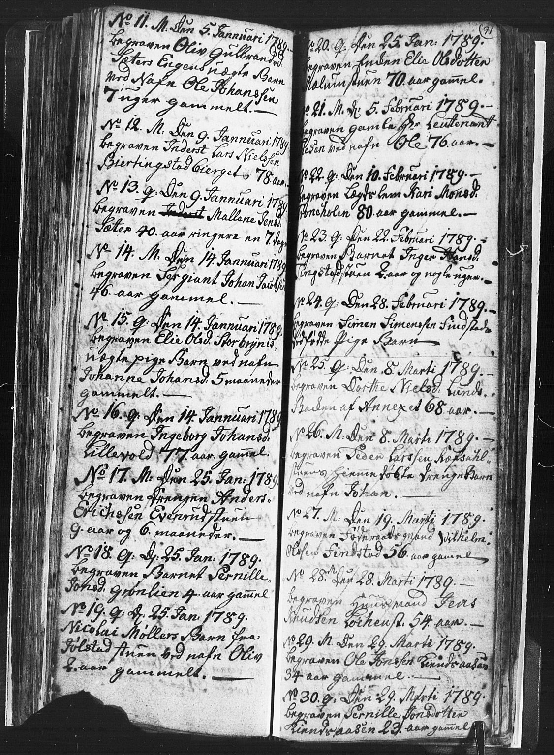 Romedal prestekontor, SAH/PREST-004/L/L0001: Parish register (copy) no. 1, 1785-1794, p. 91