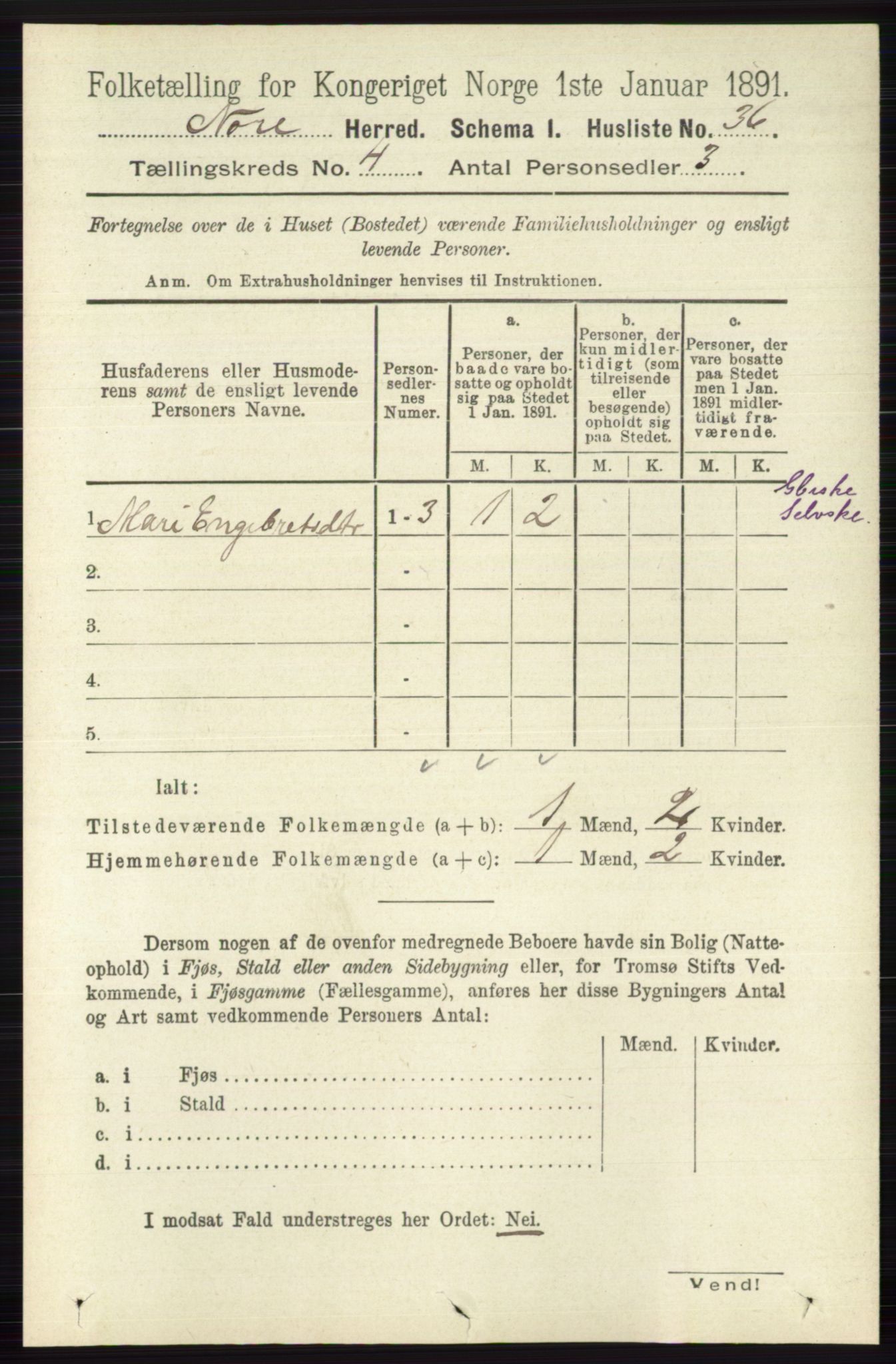 RA, 1891 census for 0633 Nore, 1891, p. 1255