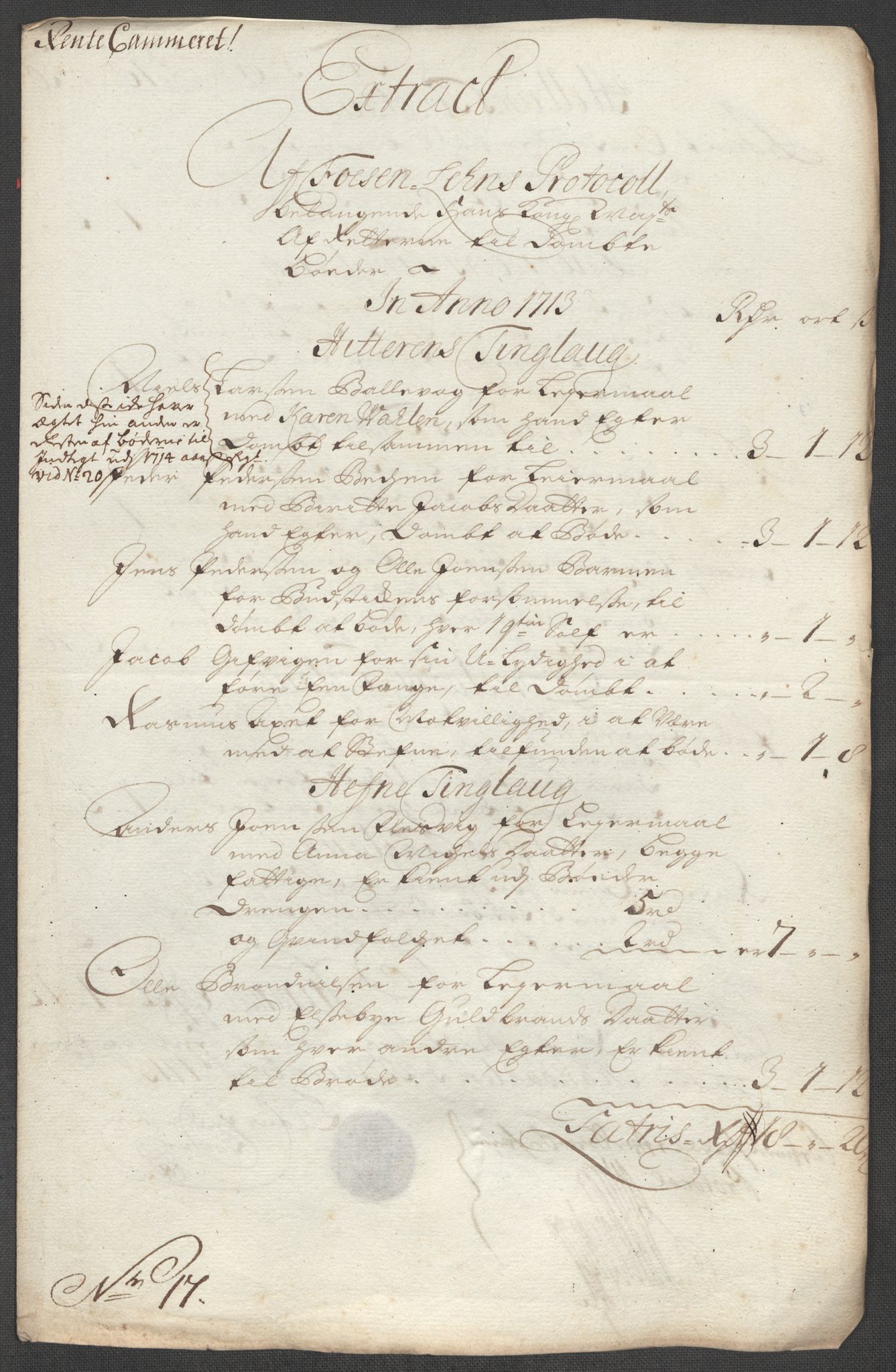 Rentekammeret inntil 1814, Reviderte regnskaper, Fogderegnskap, AV/RA-EA-4092/R57/L3861: Fogderegnskap Fosen, 1712-1713, p. 447