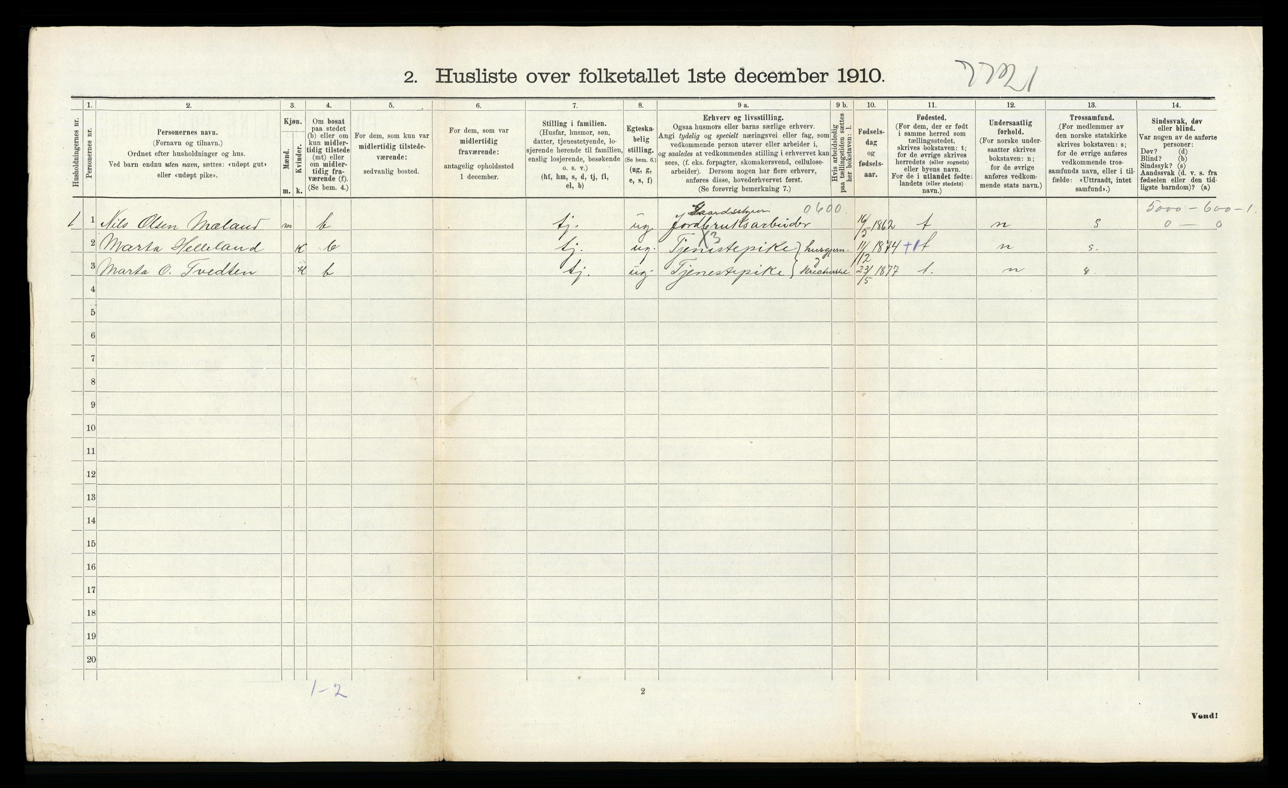 RA, 1910 census for Ullensvang, 1910, p. 2286