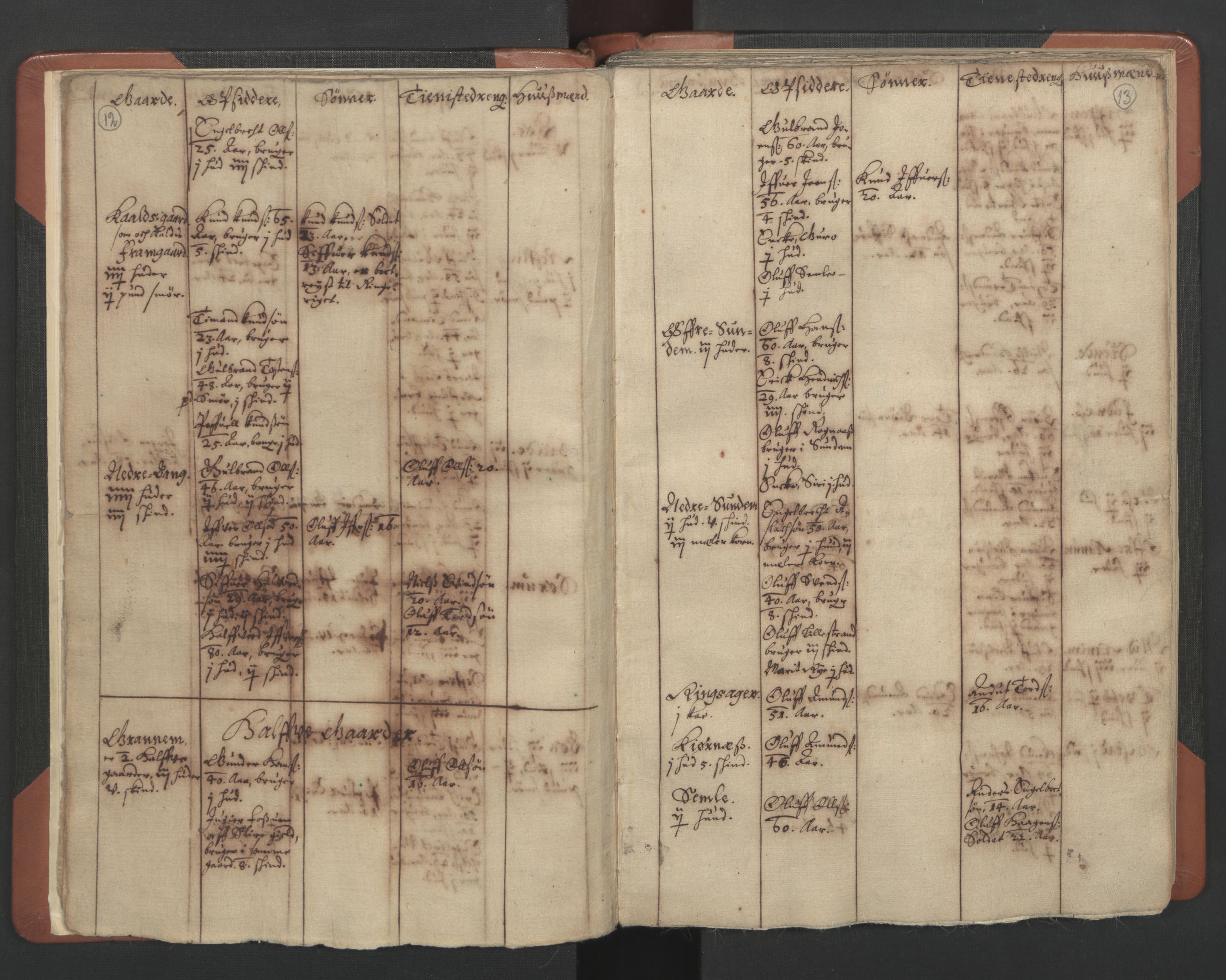 RA, Vicar's Census 1664-1666, no. 8: Valdres deanery, 1664-1666, p. 12-13